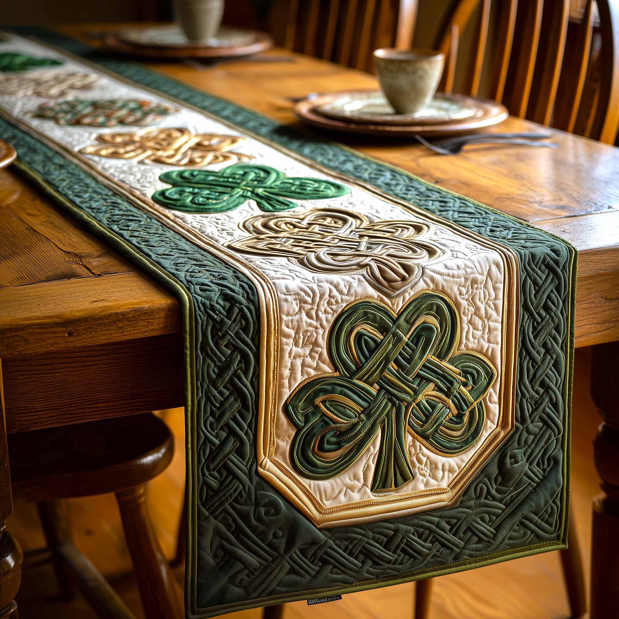 Emerald Knot Quilted Table Runner, Easter Table Runner, Spring Table Runner, Mother's Day Gifts