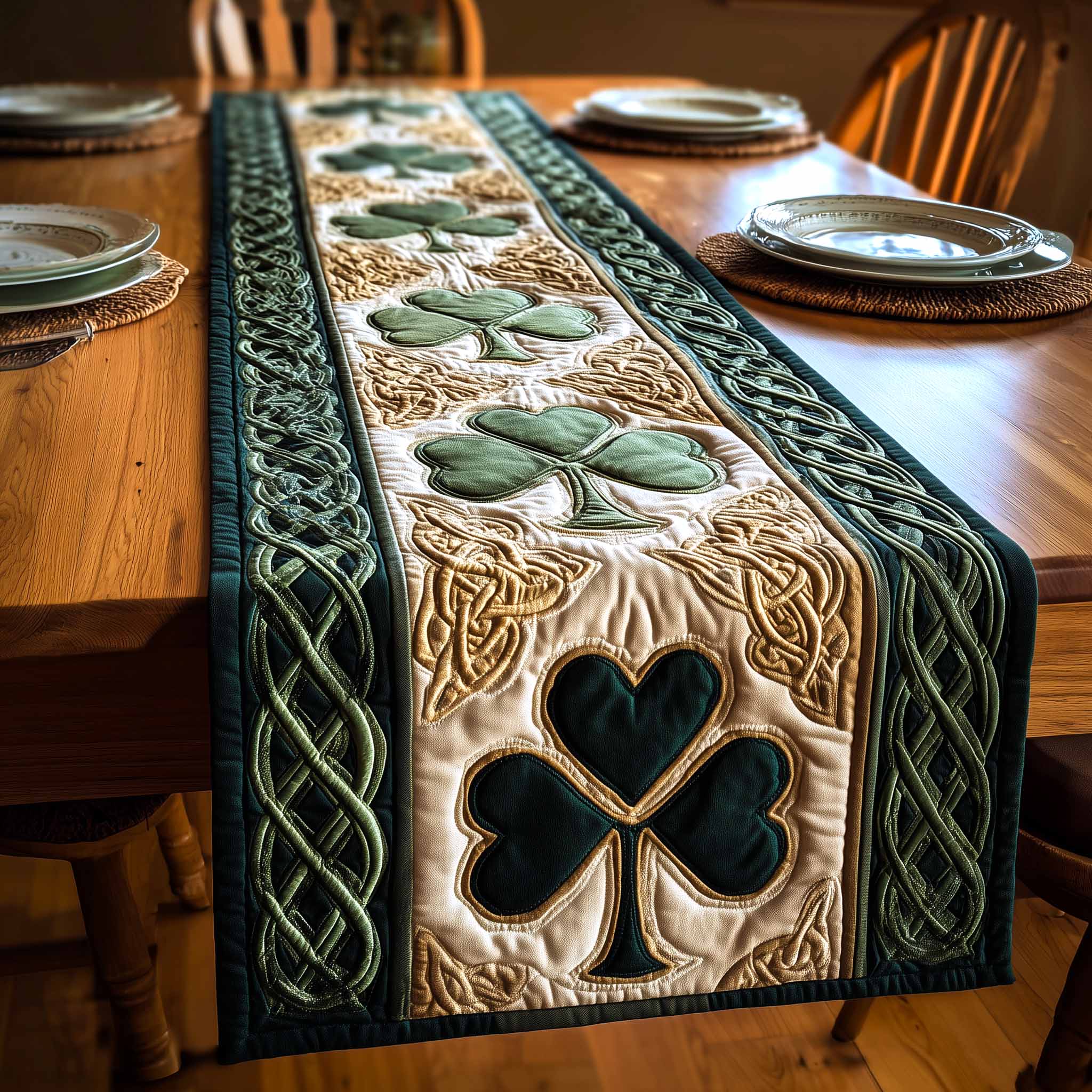 Irish Weave Quilted Table Runner, Easter Table Runner, Spring Table Runner, Mother's Day Gifts