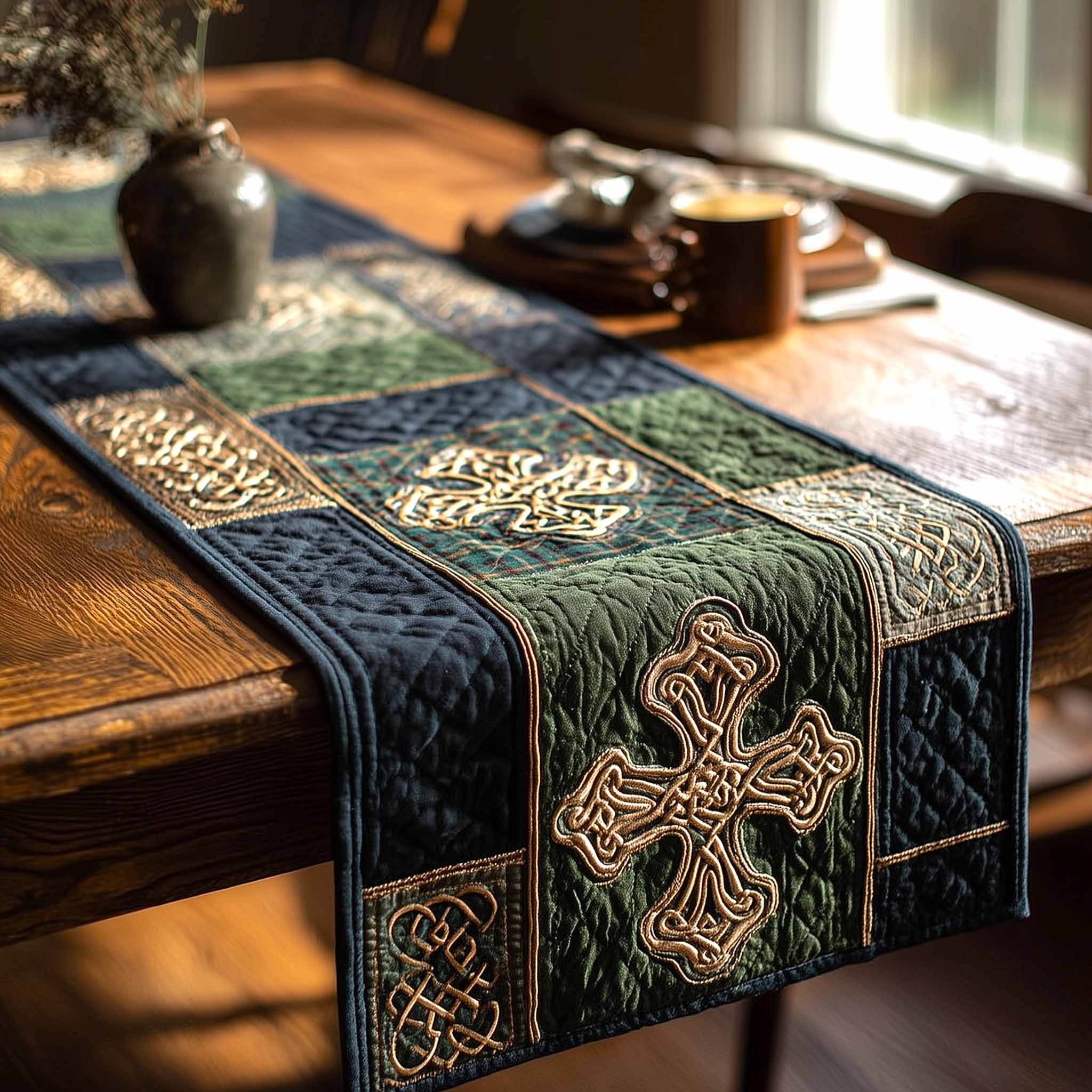 Heritage Knot Quilted Table Runner, Easter Table Runner, Spring Table Runner, Mother's Day Gifts