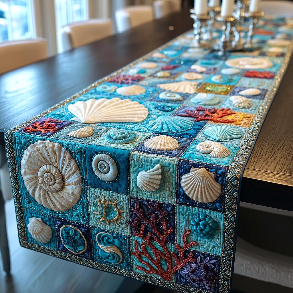 Sea Serenity Quilted Table Runner, Easter Table Runner, Spring Table Runner, Mother's Day Gifts