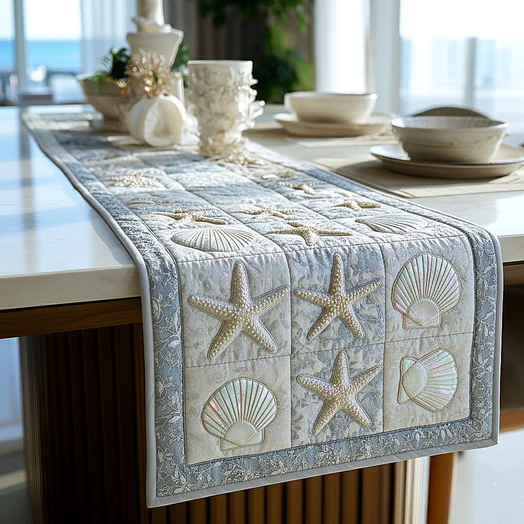 Coastal Whisper Quilted Table Runner, Easter Table Runner, Spring Table Runner, Mother's Day Gifts