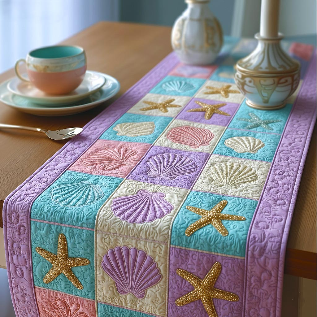 Sea Drift Quilted Table Runner, Easter Table Runner, Spring Table Runner, Mother's Day Gifts