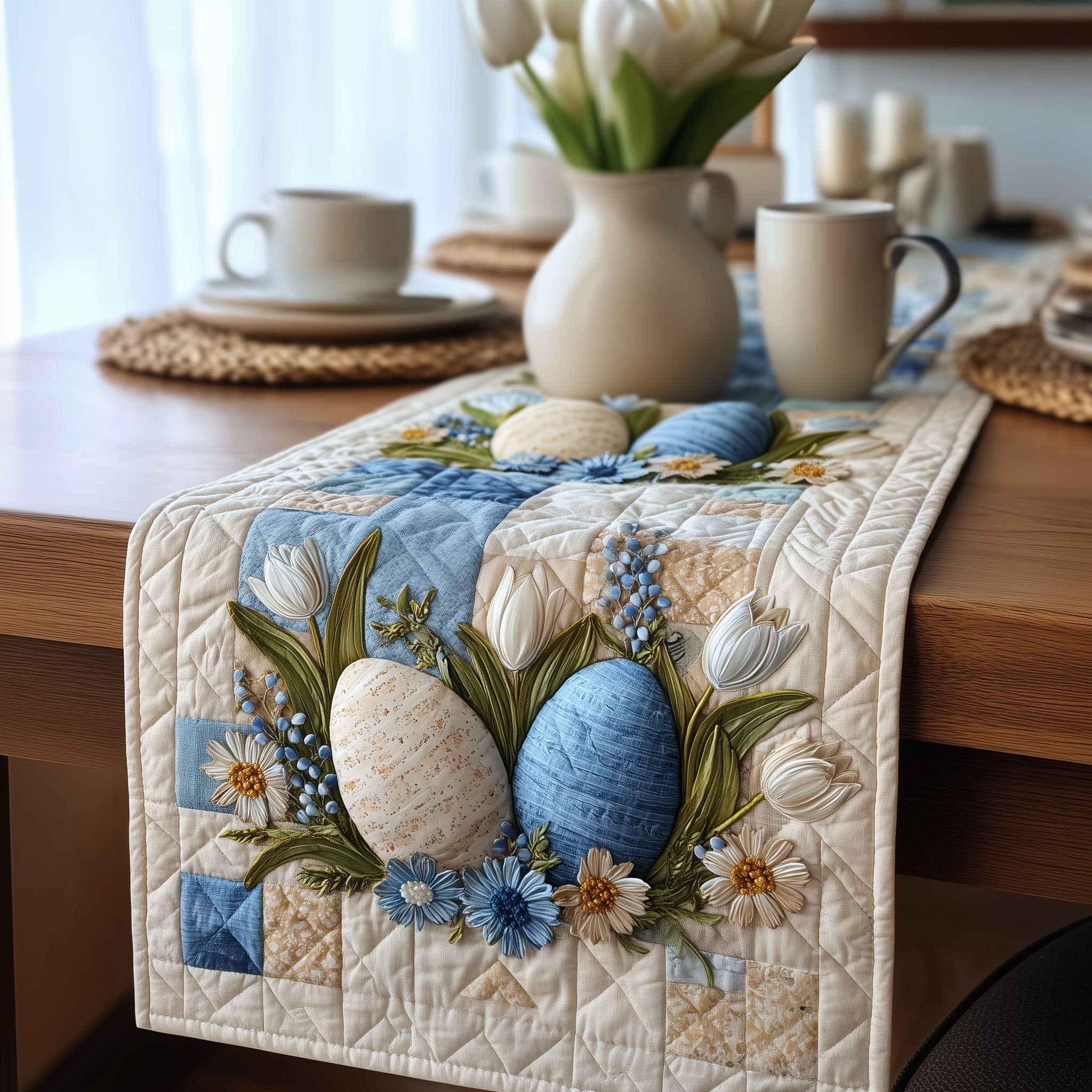 Egg Hunt Quilted Table Runner, Easter Table Runner, Spring Table Runner, Mother's Day Gifts