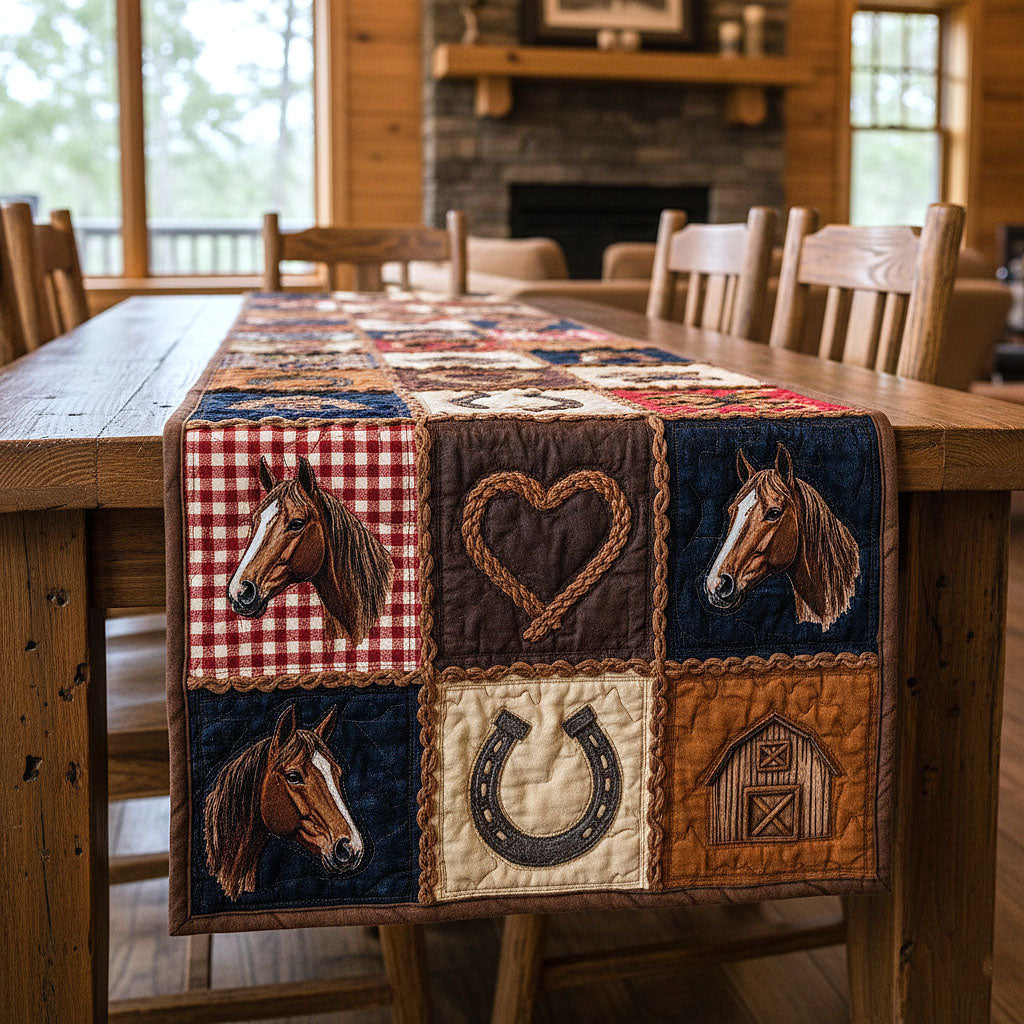 Horse Haven Quilted Table Runner, Easter Table Runner, Spring Table Runner, Mother's Day Gifts