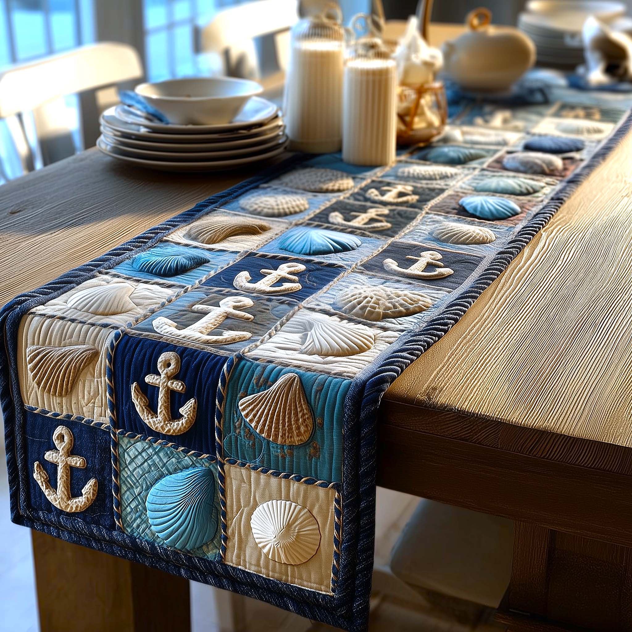 Coastal Charm Quilted Table Runner, Easter Table Runner, Spring Table Runner, Mother's Day Gifts