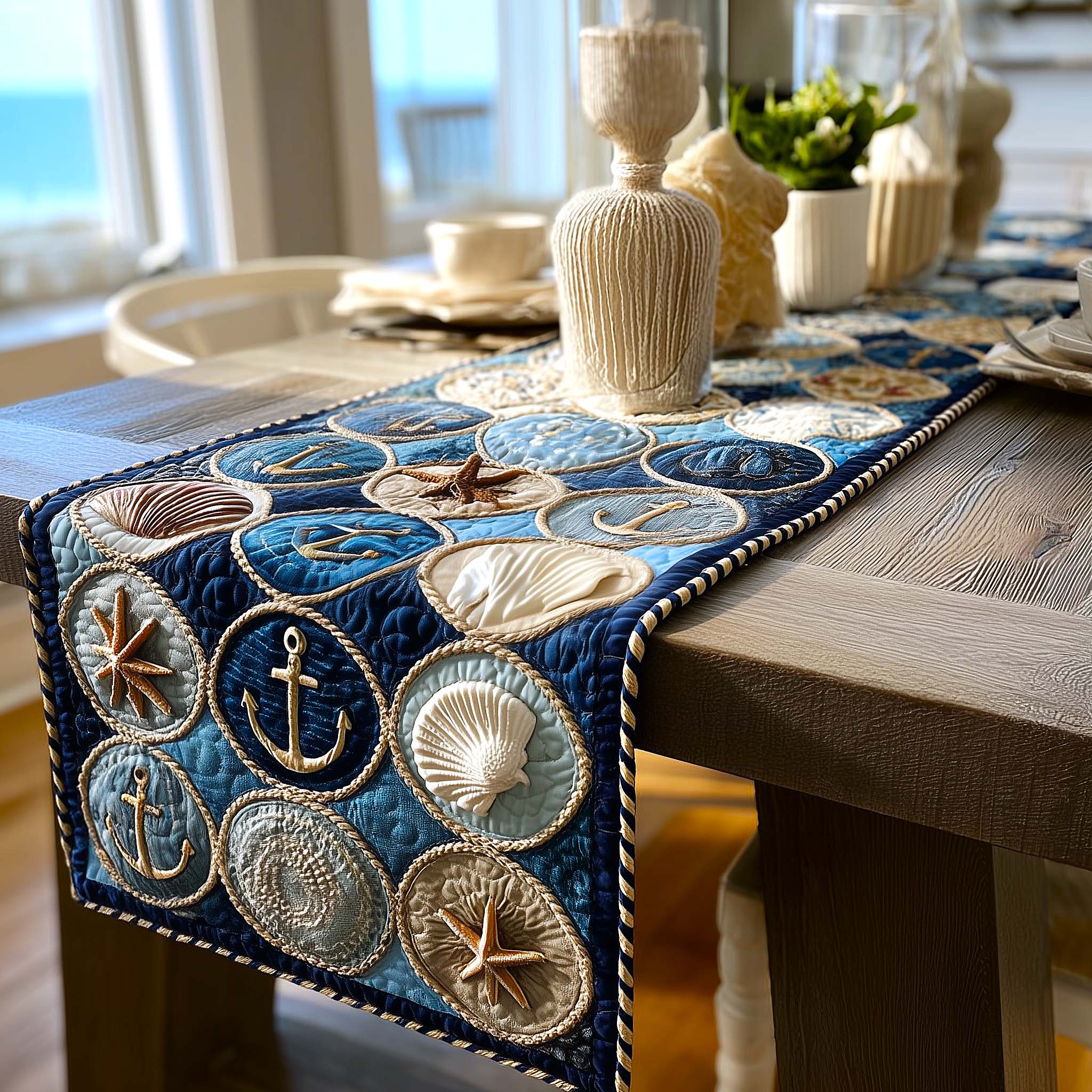 Coastal Patch Quilted Table Runner, Easter Table Runner, Spring Table Runner, Mother's Day Gifts