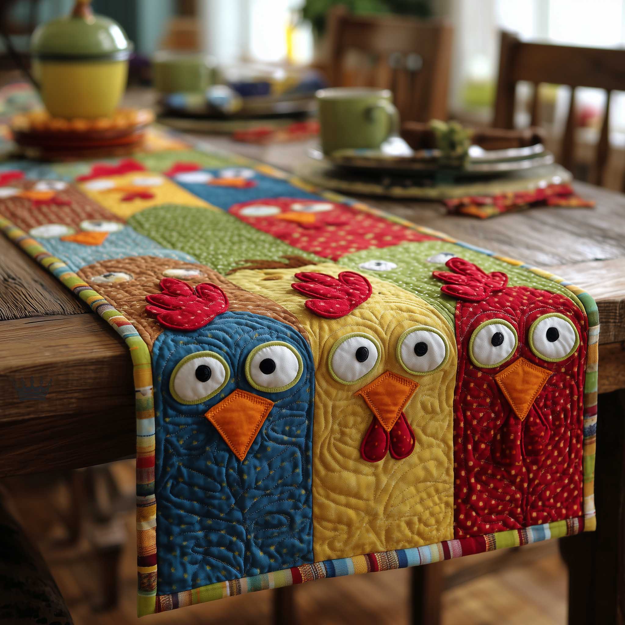 Country Coop Quilted Table Runner, Easter Table Runner, Spring Table Runner, Mother's Day Gifts