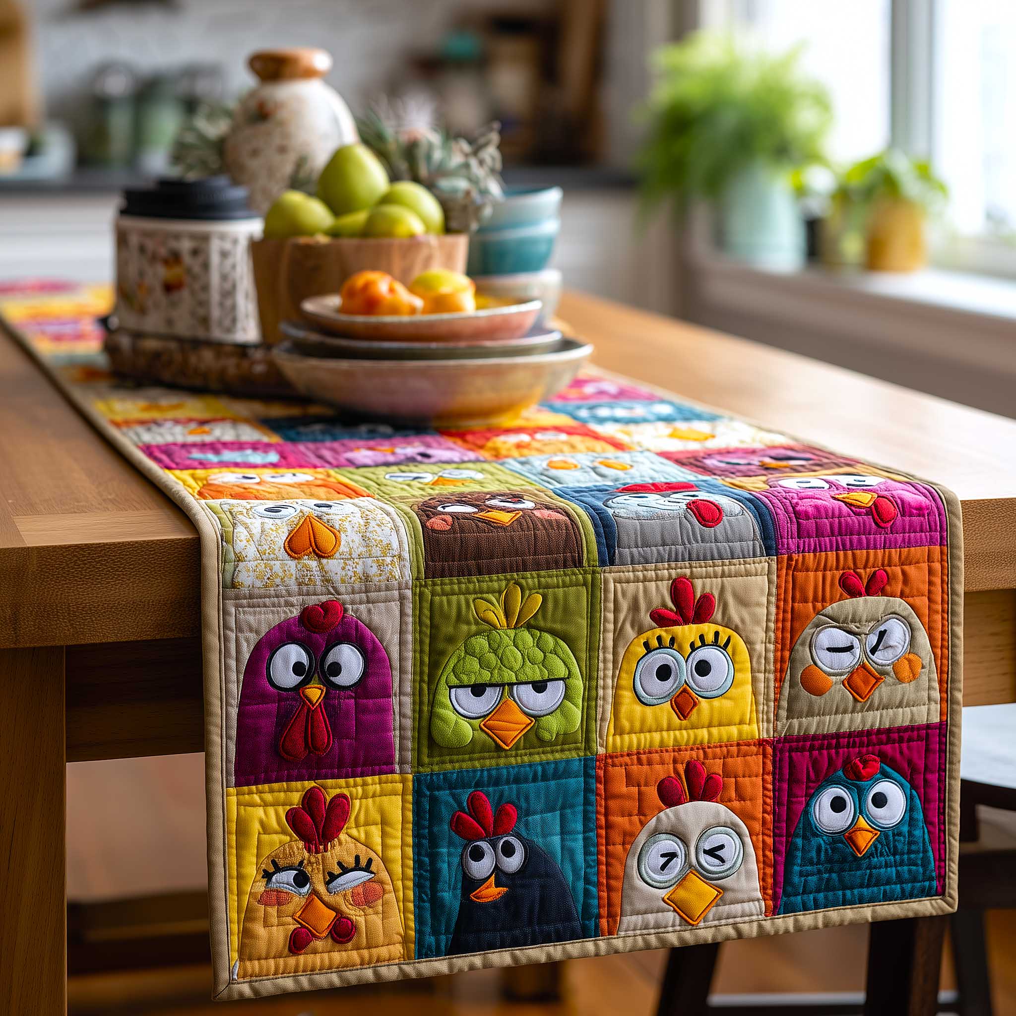 Clucky Charm Quilted Table Runner, Easter Table Runner, Spring Table Runner, Mother's Day Gifts
