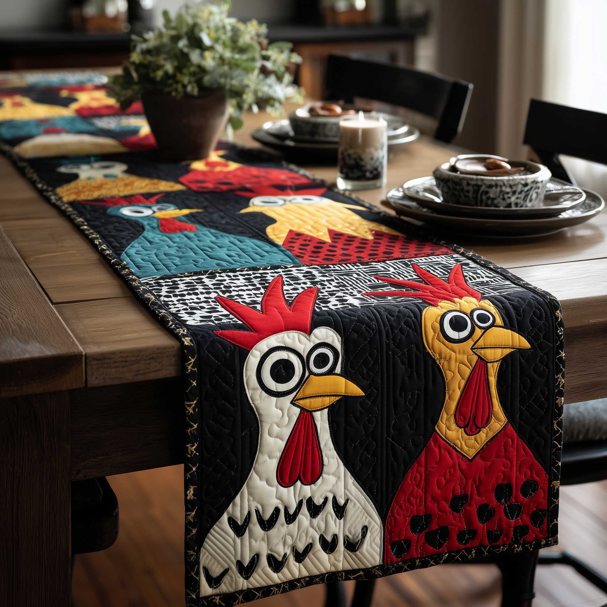 Rustic Roost Quilted Table Runner, Easter Table Runner, Spring Table Runner, Mother's Day Gifts