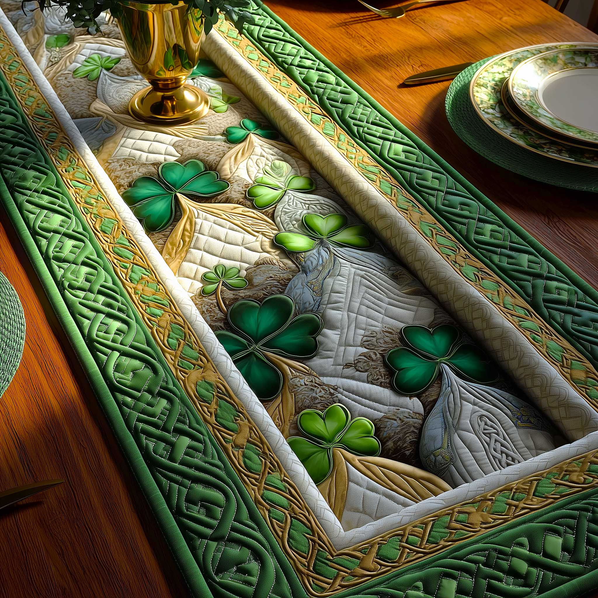 Emerald Isle Quilted Table Runner, Easter Table Runner, Spring Table Runner, Mother's Day Gifts