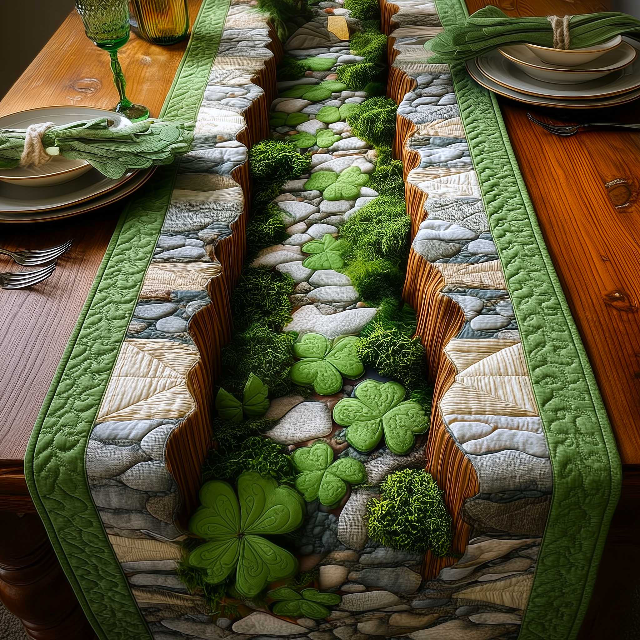Irish Meadow Quilted Table Runner, Easter Table Runner, Spring Table Runner, Mother's Day Gifts