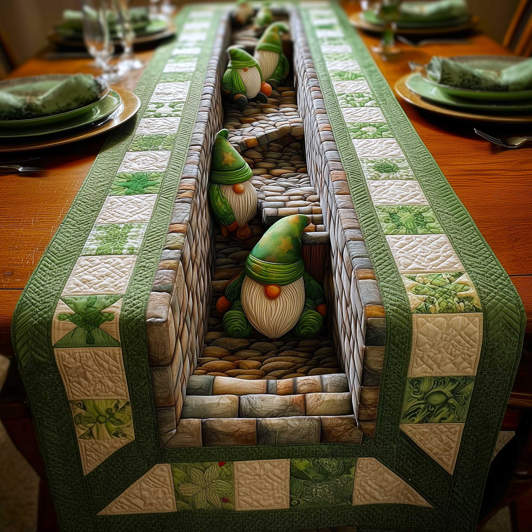 Shamrock Fun Quilted Table Runner, Easter Table Runner, Spring Table Runner, Mother's Day Gifts