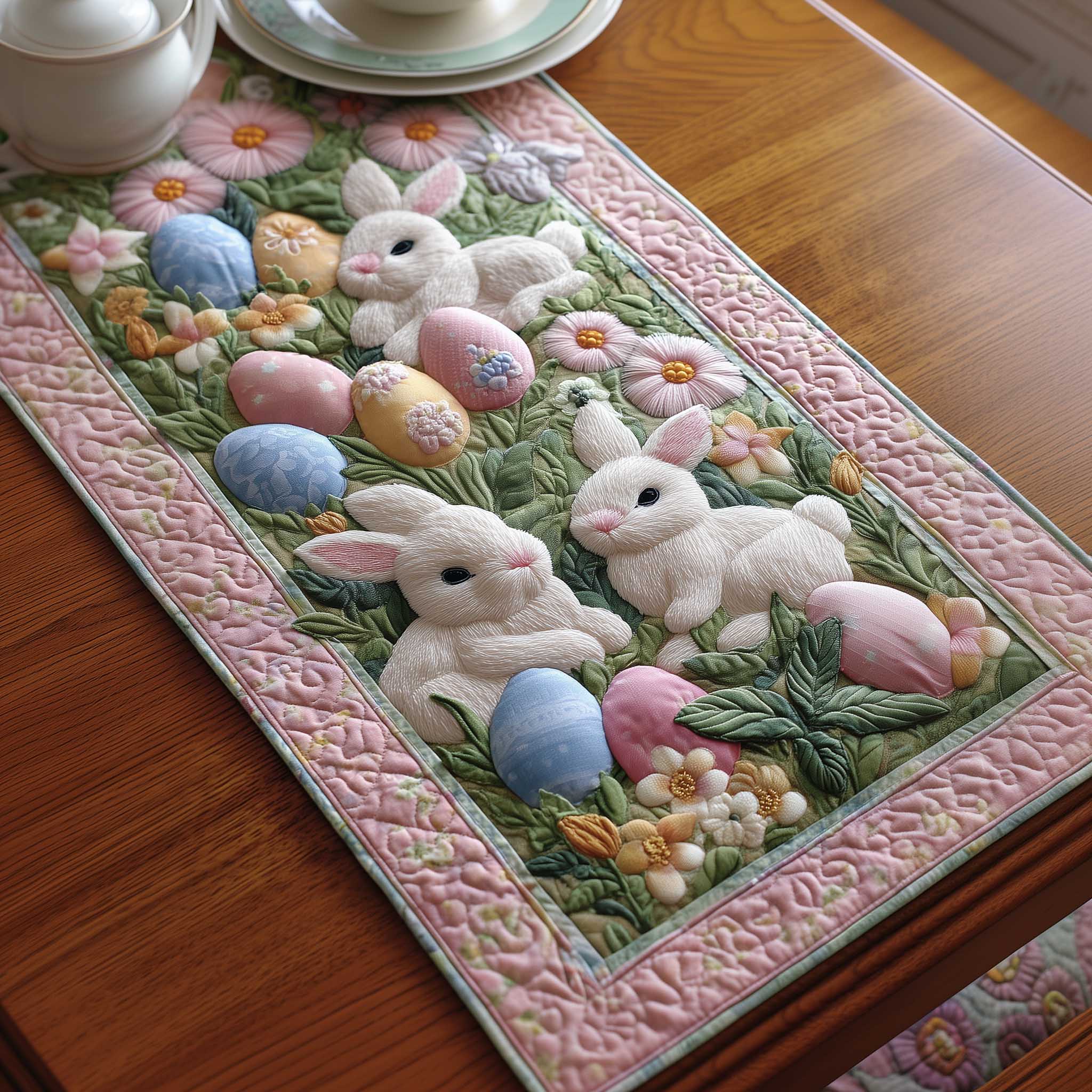 Easter Quilted Table Runner, Easter Table Runner, Spring Table Runner, Mother's Day Gifts