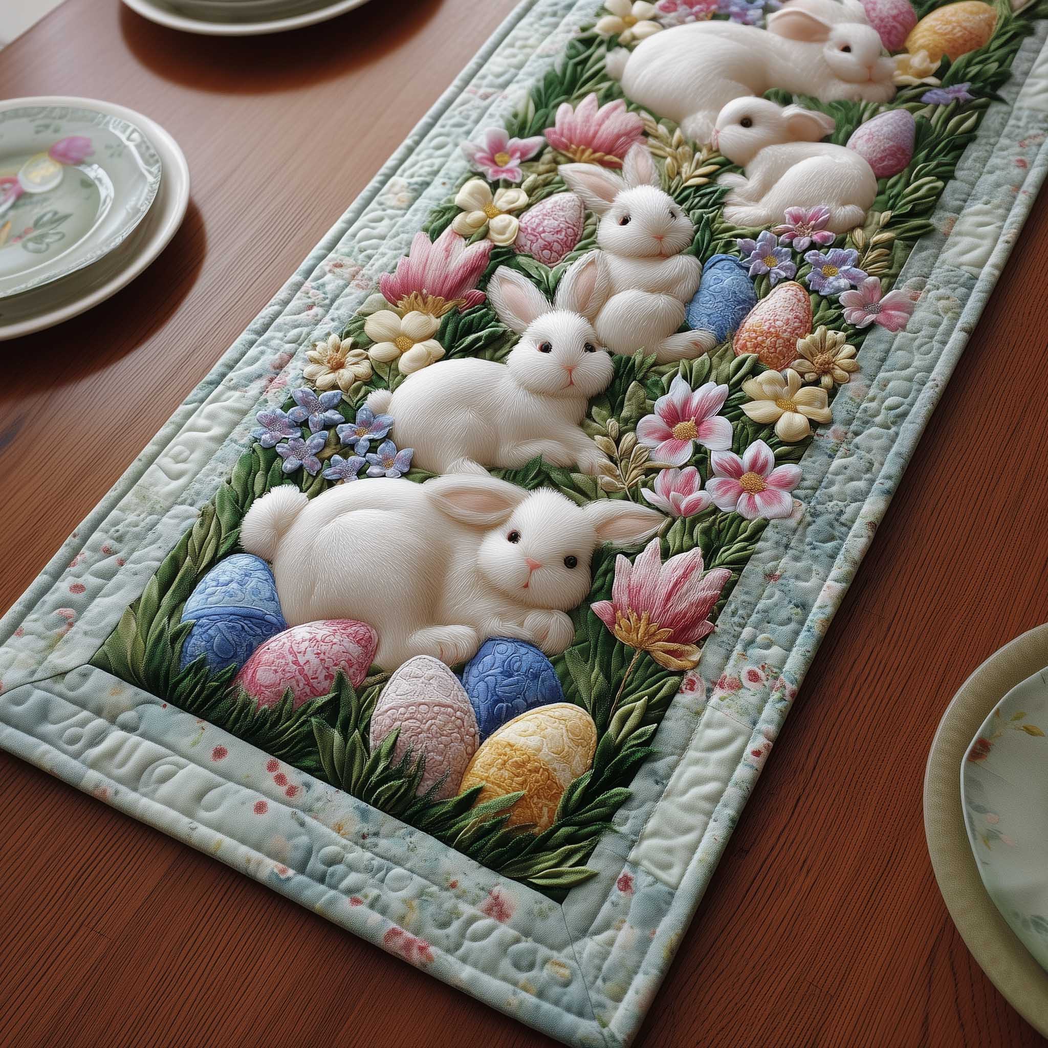 Egg Charm Quilted Table Runner, Easter Table Runner, Spring Table Runner, Mother's Day Gifts