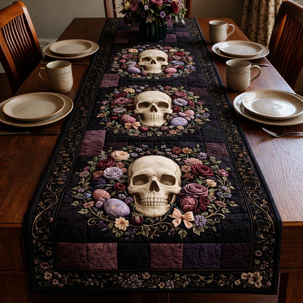 Gothic Easter Quilted Table Runner, Easter Table Runner, Spring Table Runner, Mother's Day Gifts