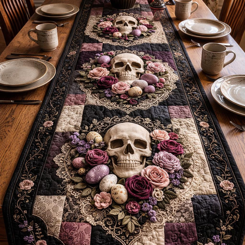 Dark Easter Quilted Table Runner, Easter Table Runner, Spring Table Runner, Mother's Day Gifts