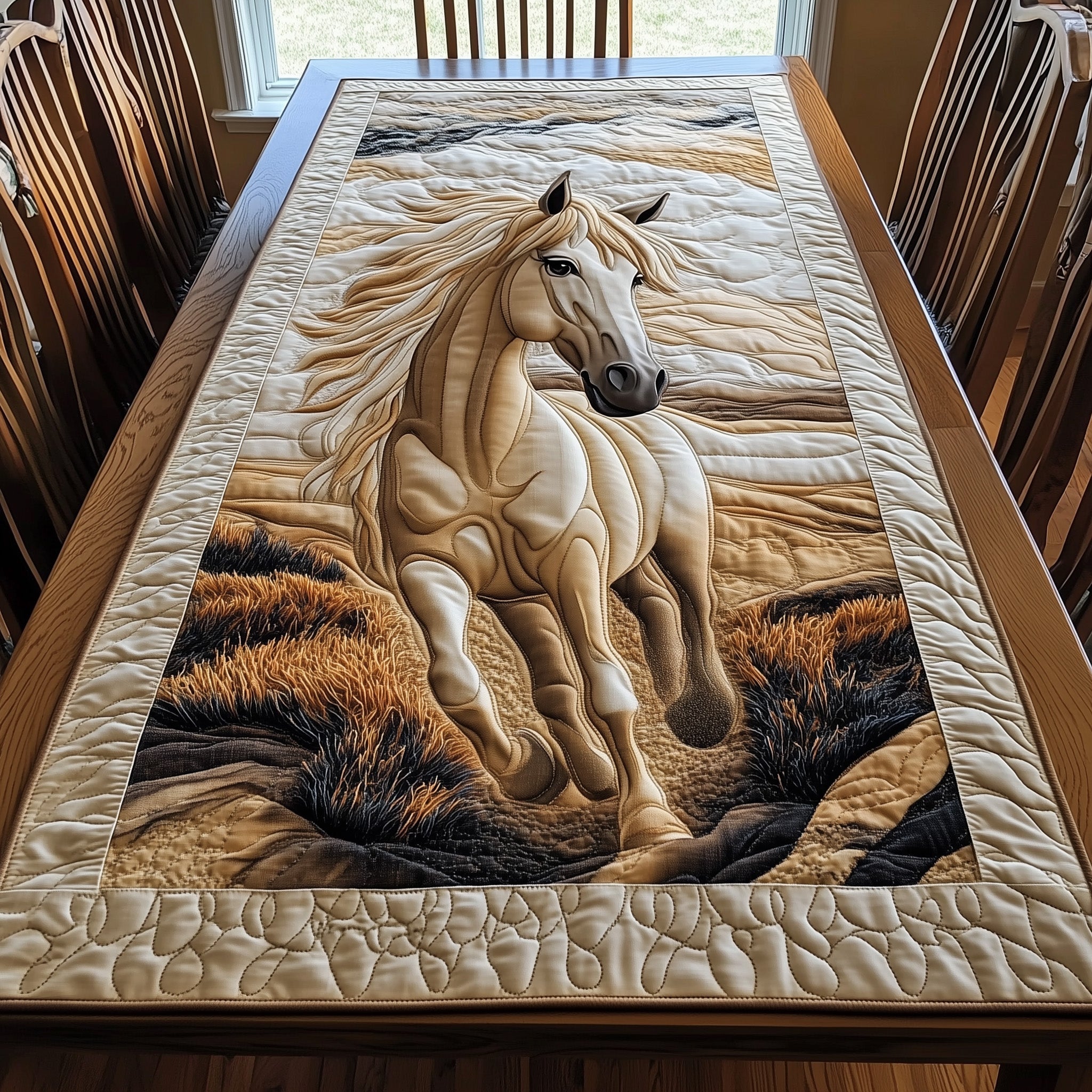 Horse Quilted Table Runner, Easter Table Runner, Spring Table Runner, Mother's Day Gifts