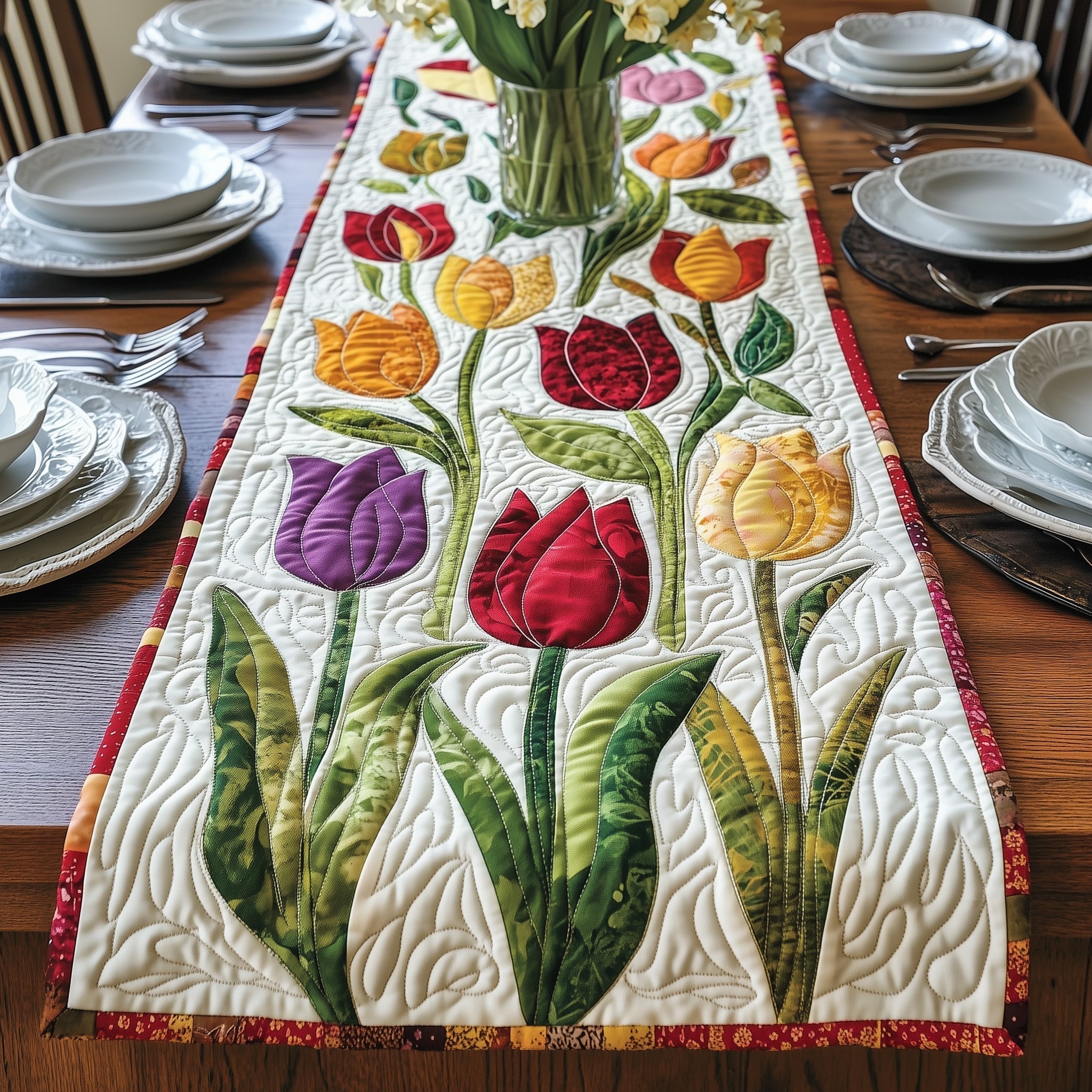 Floral Whispers Quilted Table Runner, Easter Table Runner, Spring Table Runner, Mother's Day Gifts