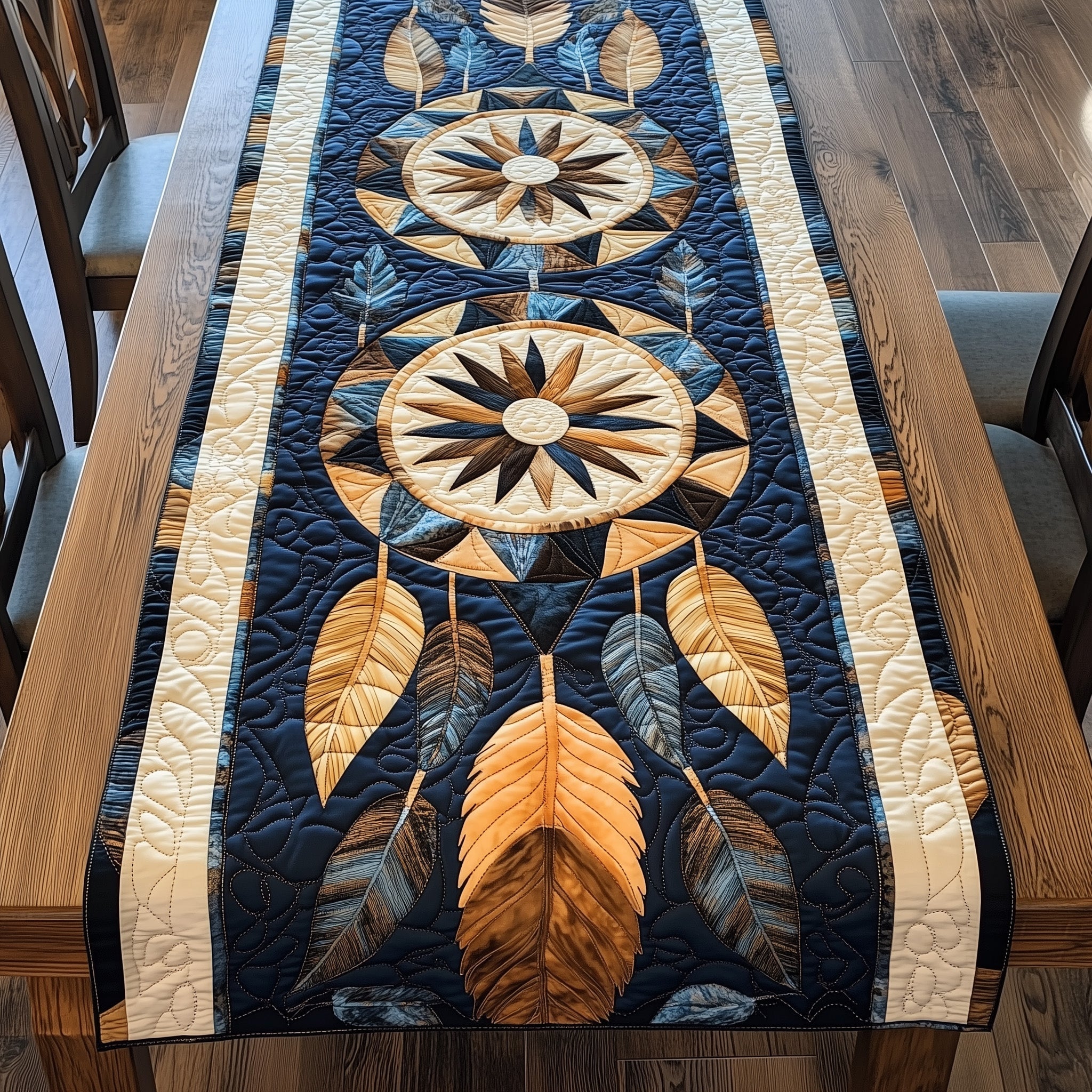 Native Dreamcatcher Quilted Table Runner, Easter Table Runner, Spring Table Runner, Mother's Day Gifts