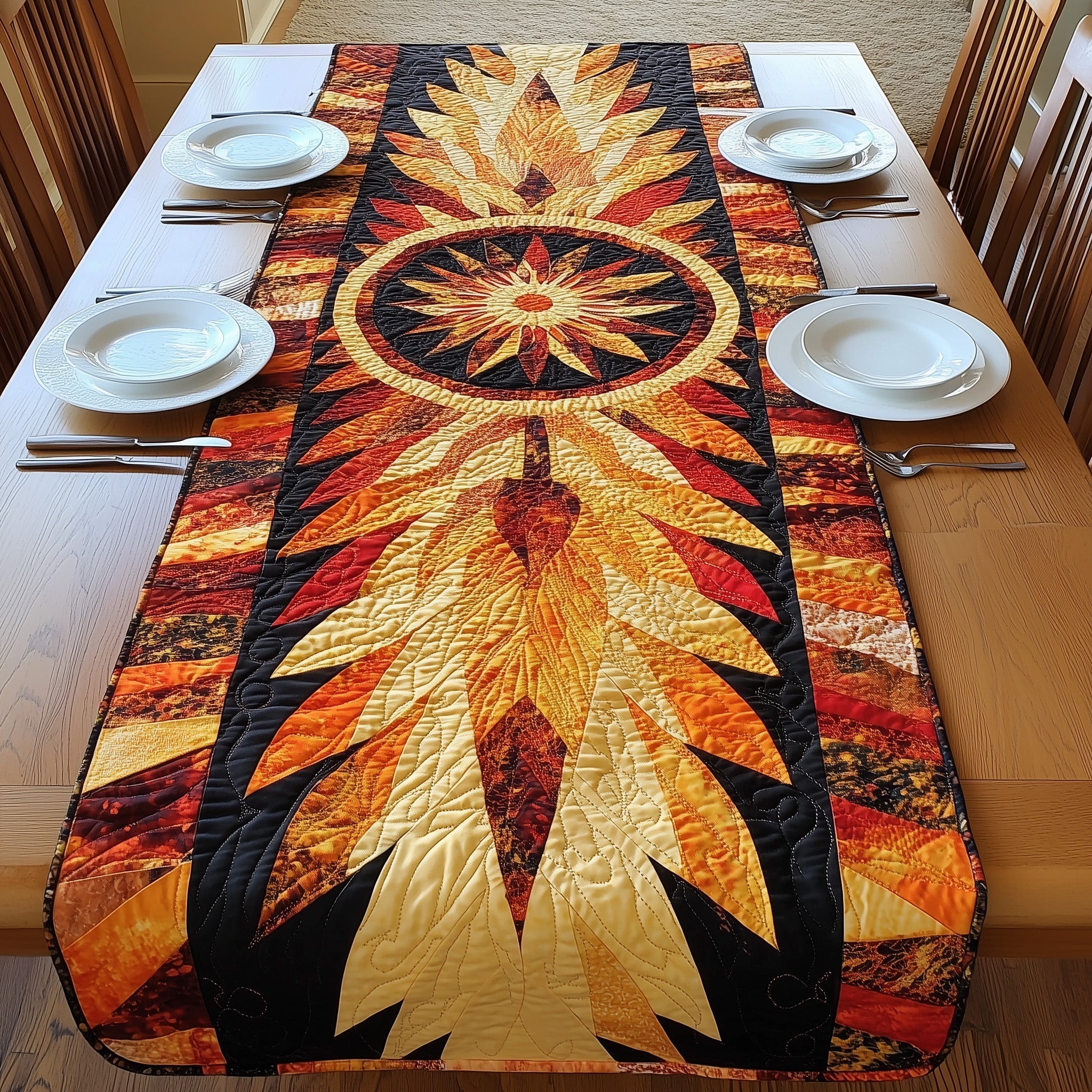 Sunfire Dreamcatcher Quilted Table Runner, Easter Table Runner, Spring Table Runner, Mother's Day Gifts