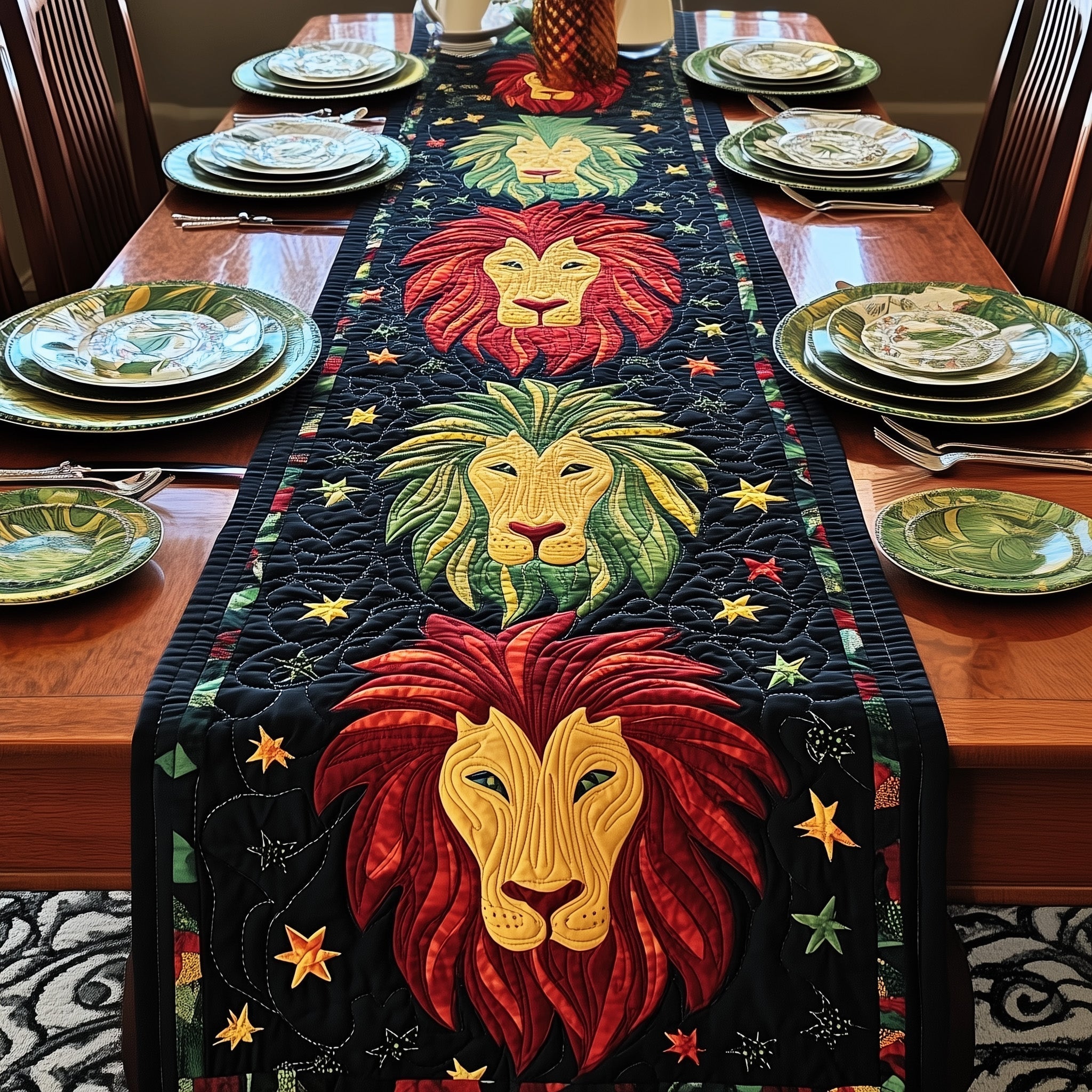 Juneteenth Lion Quilted Table Runner, Easter Table Runner, Spring Table Runner, Mother's Day Gifts