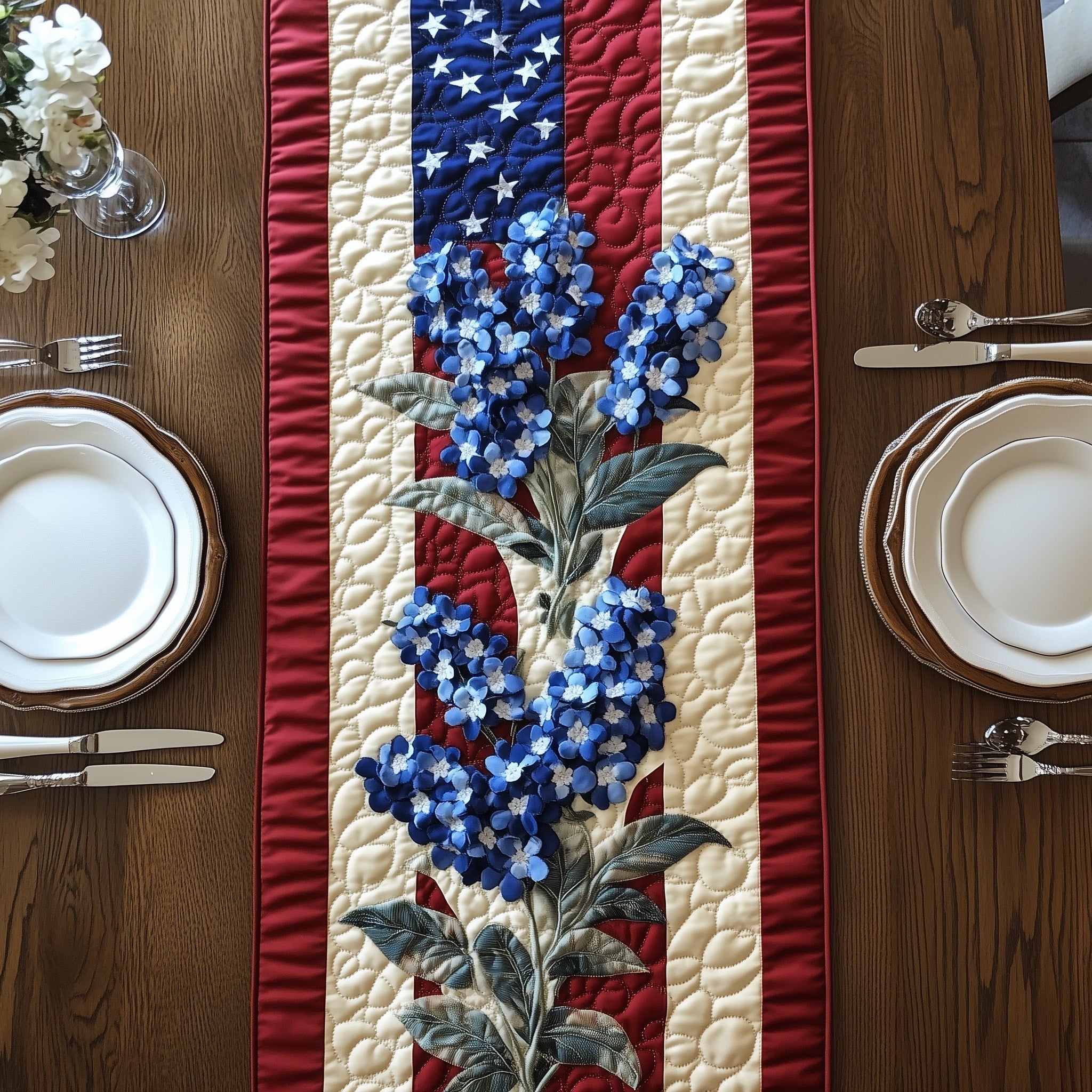 Bluebonnet Quilted Table Runner, Easter Table Runner, Spring Table Runner, Mother's Day Gifts