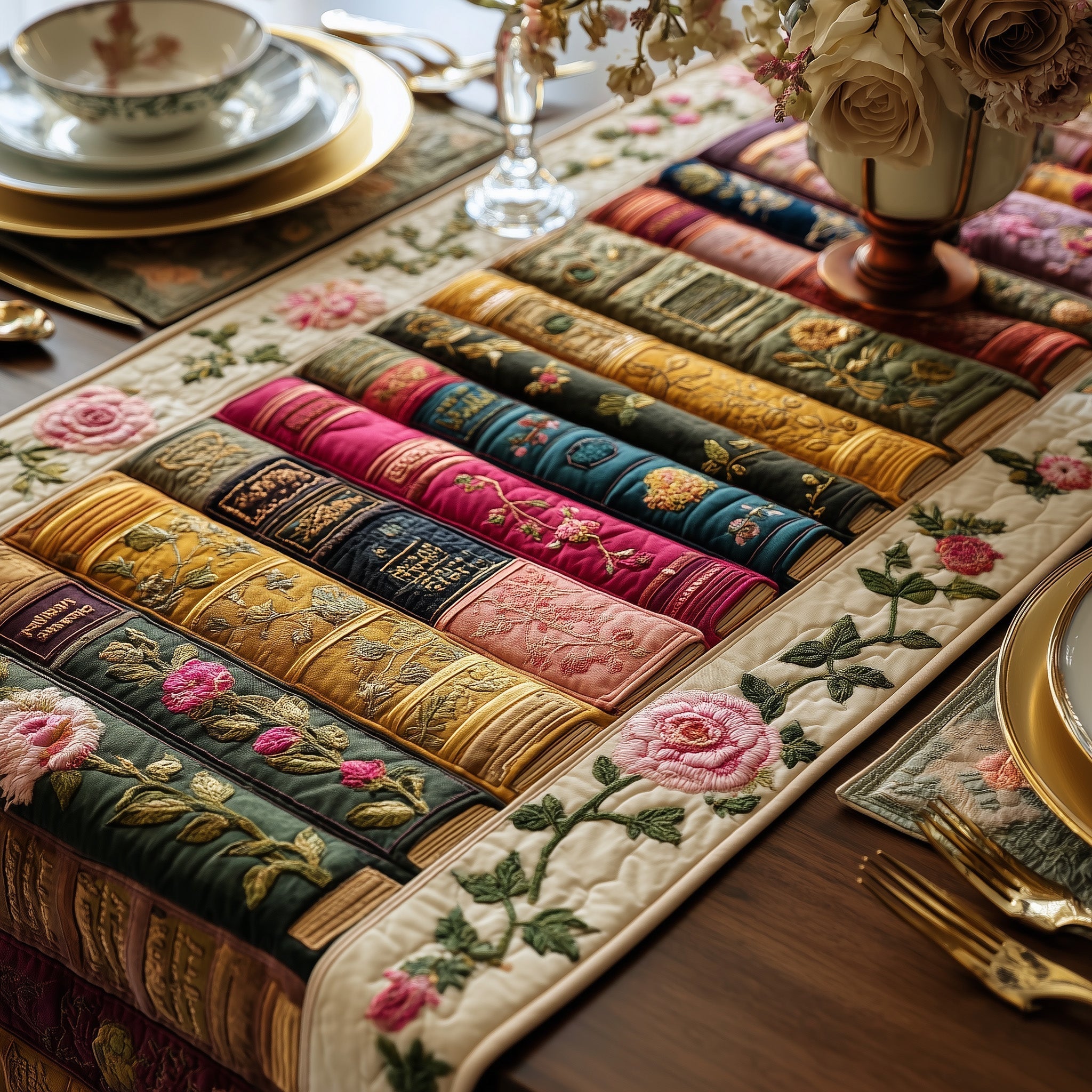 Bookish Quilted Table Runner, Easter Table Runner, Spring Table Runner, Mother's Day Gifts
