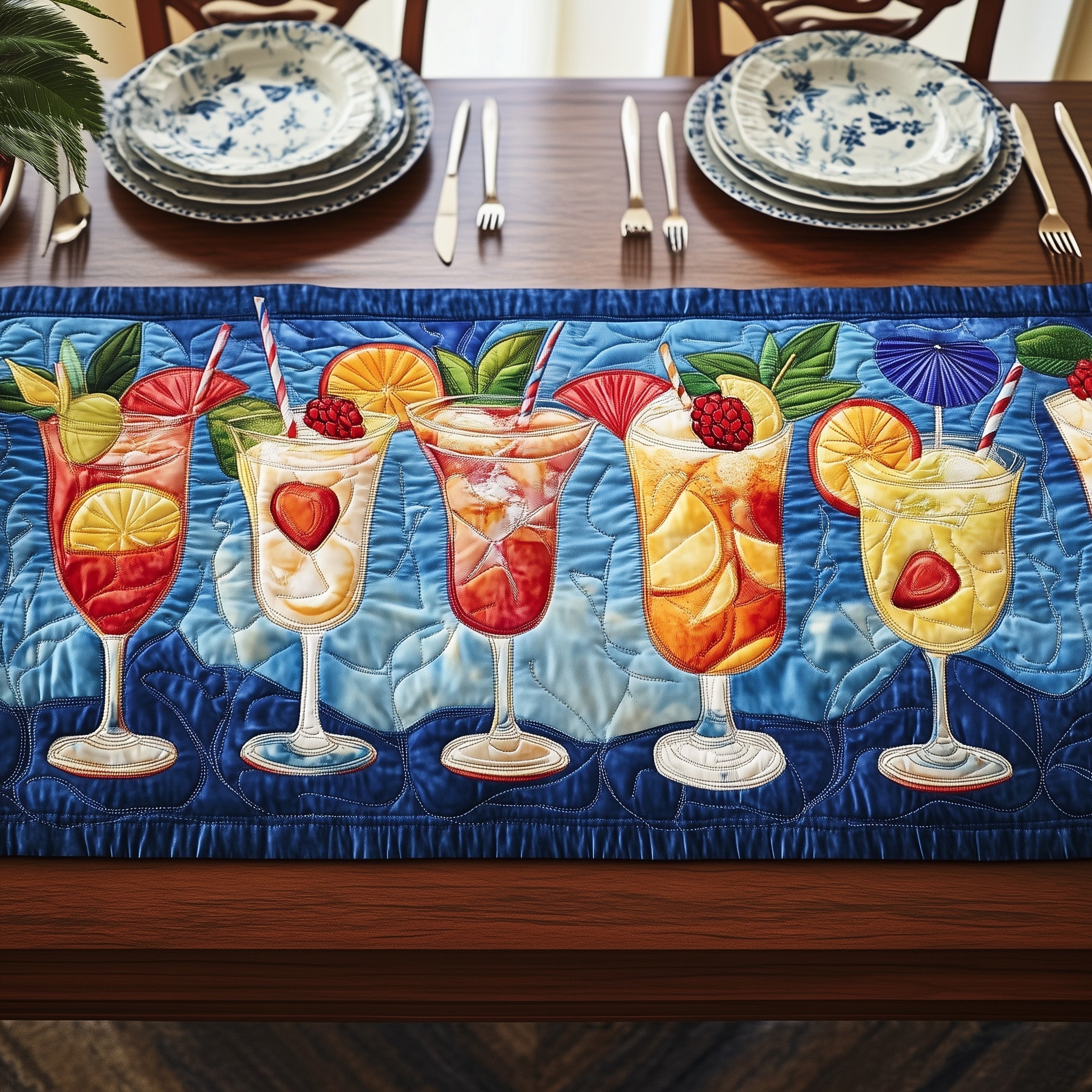 Aloha Cocktails Quilted Table Runner, Easter Table Runner, Spring Table Runner, Mother's Day Gifts