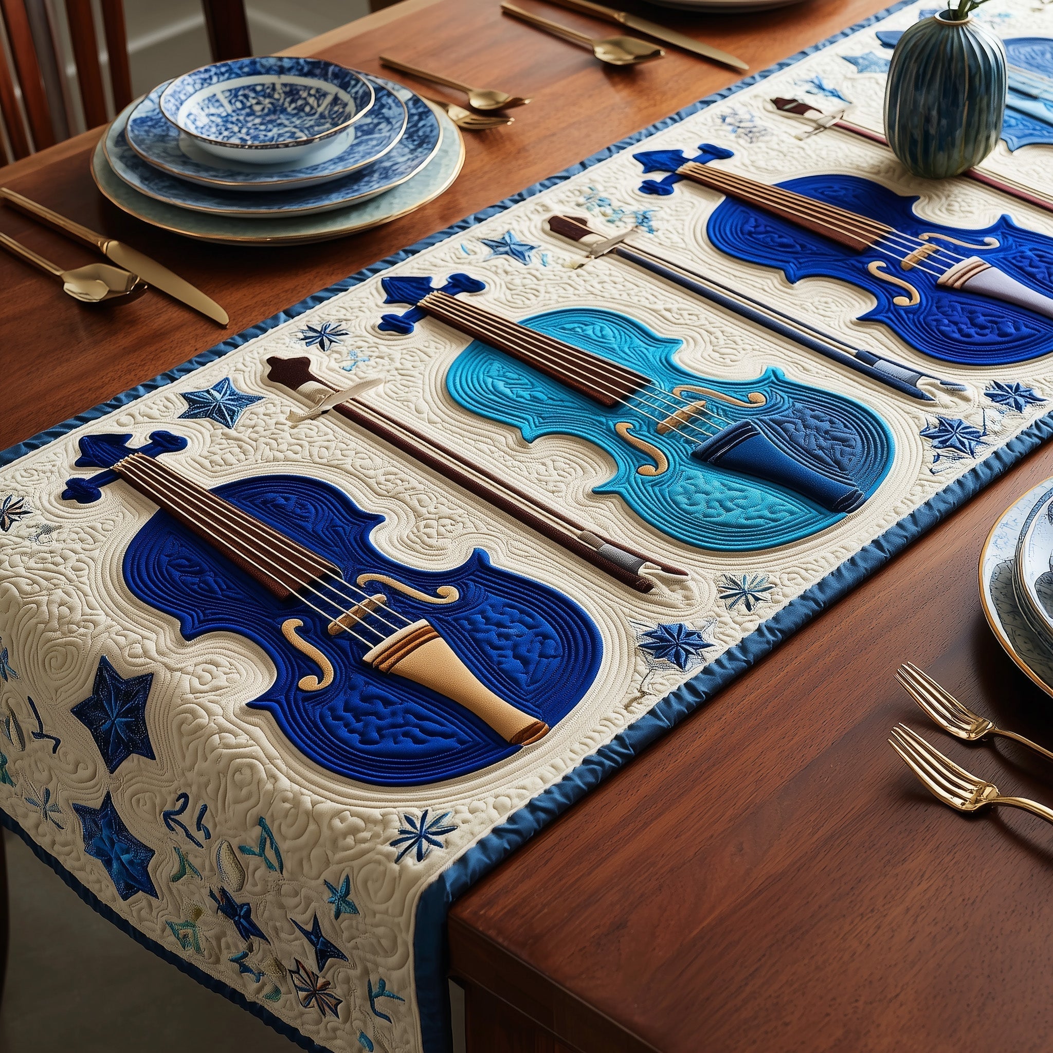 Violin Quilted Table Runner, Easter Table Runner, Spring Table Runner, Mother's Day Gifts