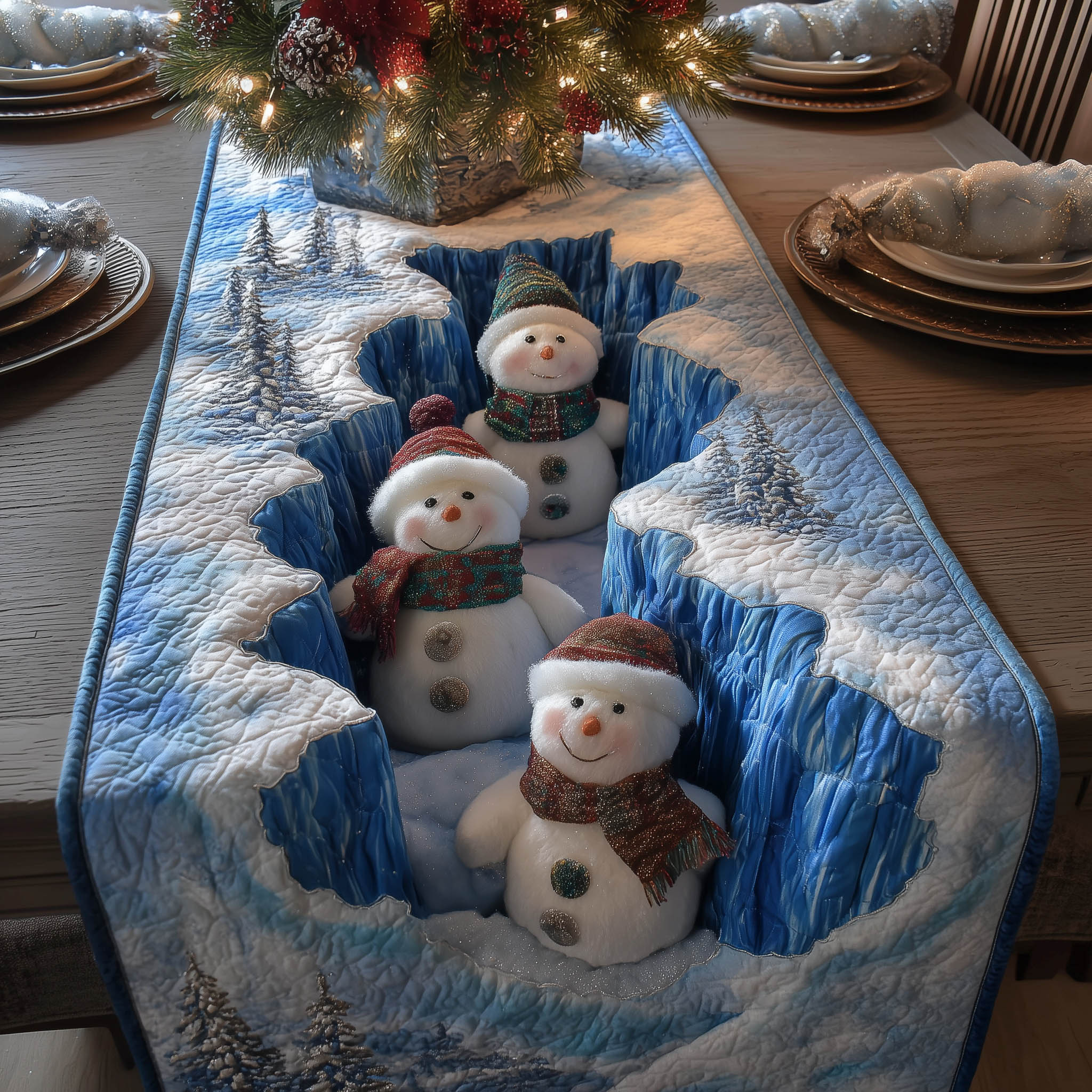 Winter Snowman Quilted Table Runner, Easter Table Runner, Spring Table Runner, Mother's Day Gifts