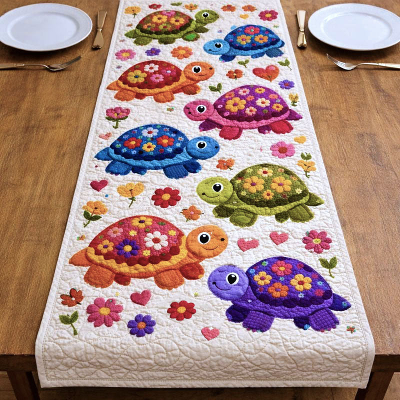 Vintage Turtles Quilted Table Runner, Easter Table Runner, Spring Table Runner, Mother's Day Gifts