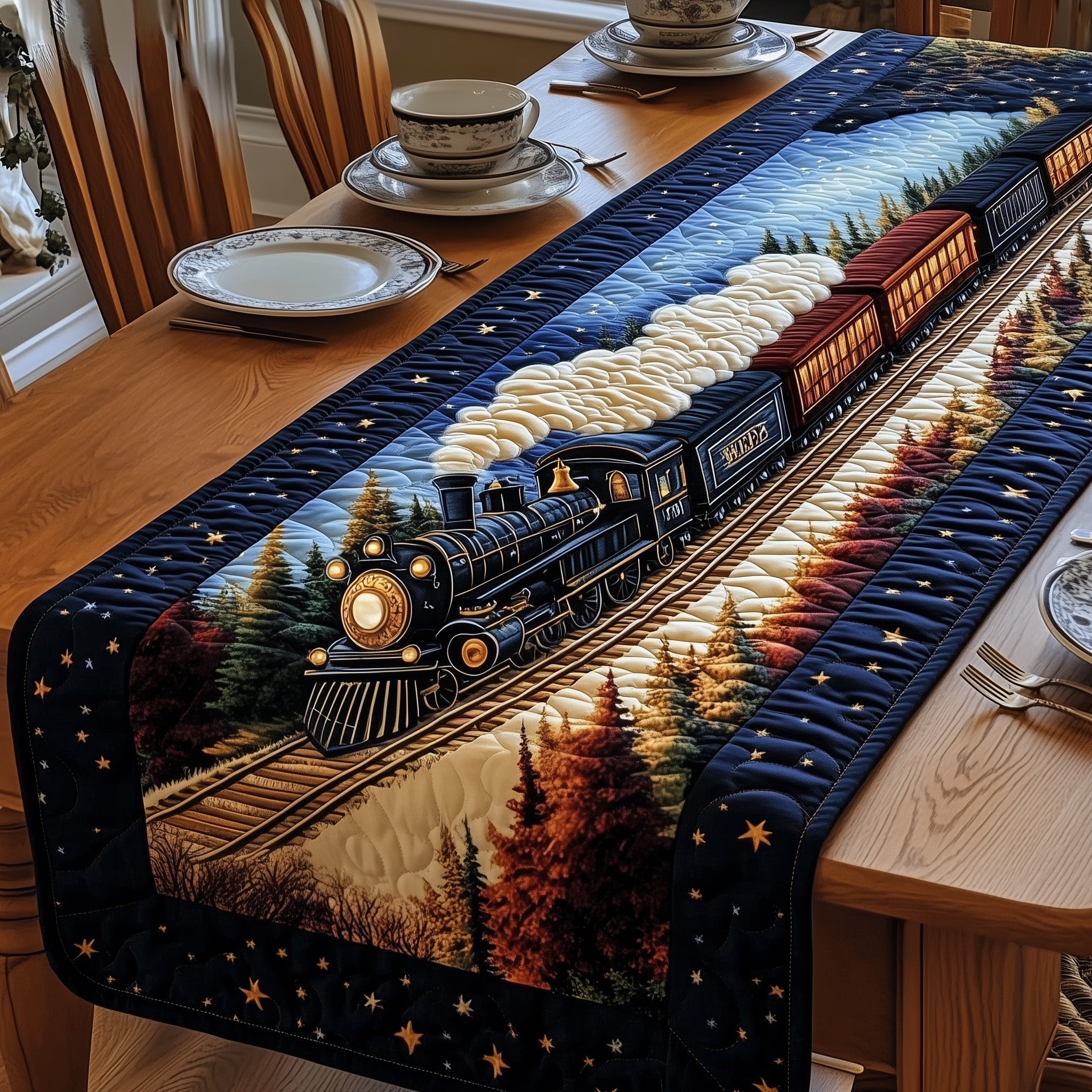 Train Quilted Table Runner, Easter Table Runner, Spring Table Runner, Mother's Day Gifts