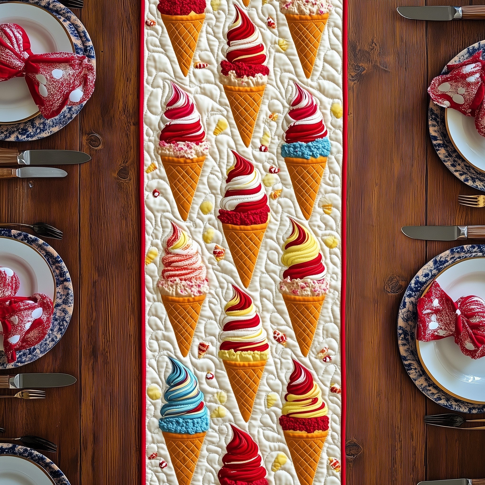 Summer Swirl Quilted Table Runner, Easter Table Runner, Spring Table Runner, Mother's Day Gifts