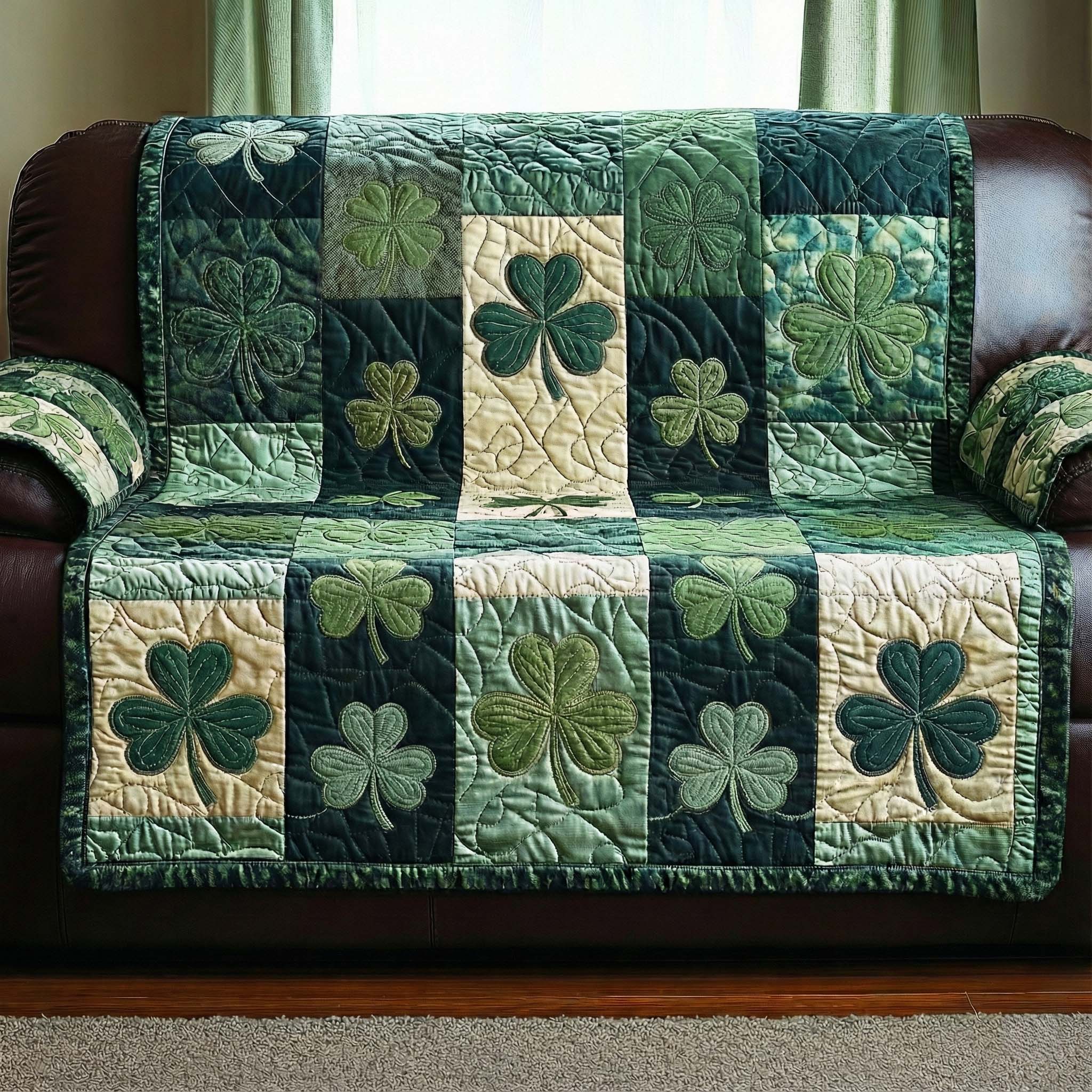 Shamrock Patch Quilted Sofa Cover Fall Halloween Decor For Sofa Couch