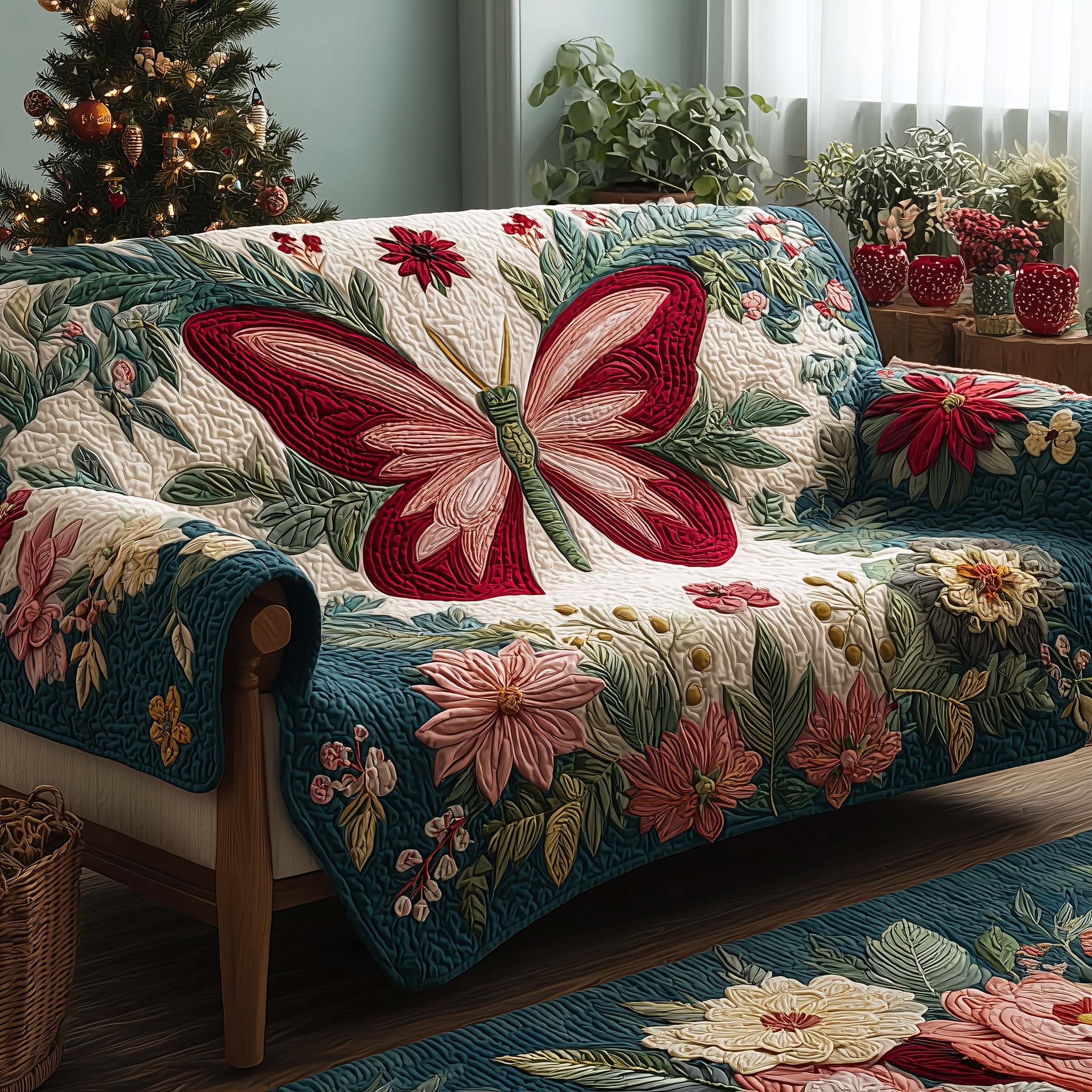 Spring Butterfly Quilted Sofa Cover Fall Halloween Decor For Sofa Couch