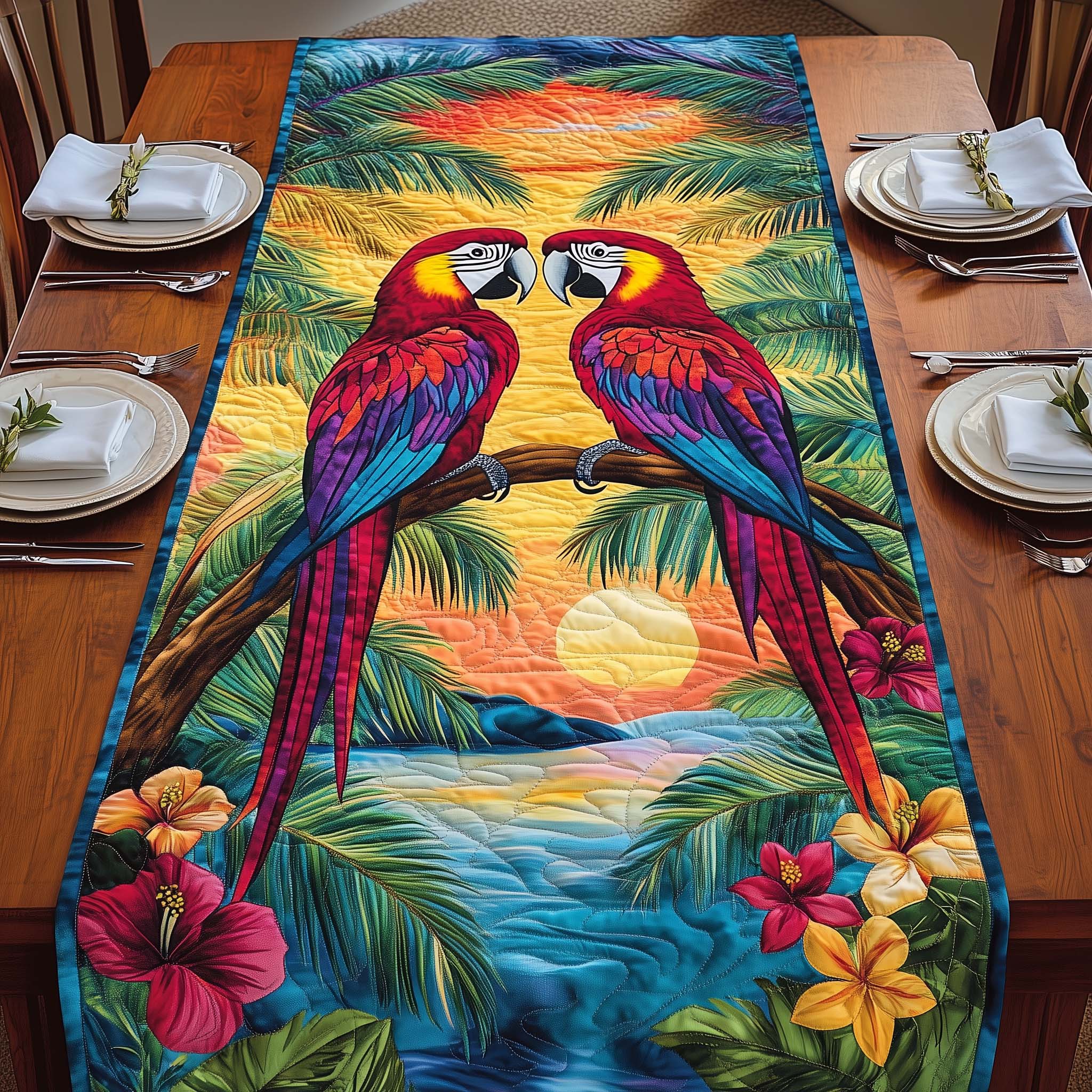 Sunset Pair Quilted Table Runner, Easter Table Runner, Spring Table Runner, Mother's Day Gifts