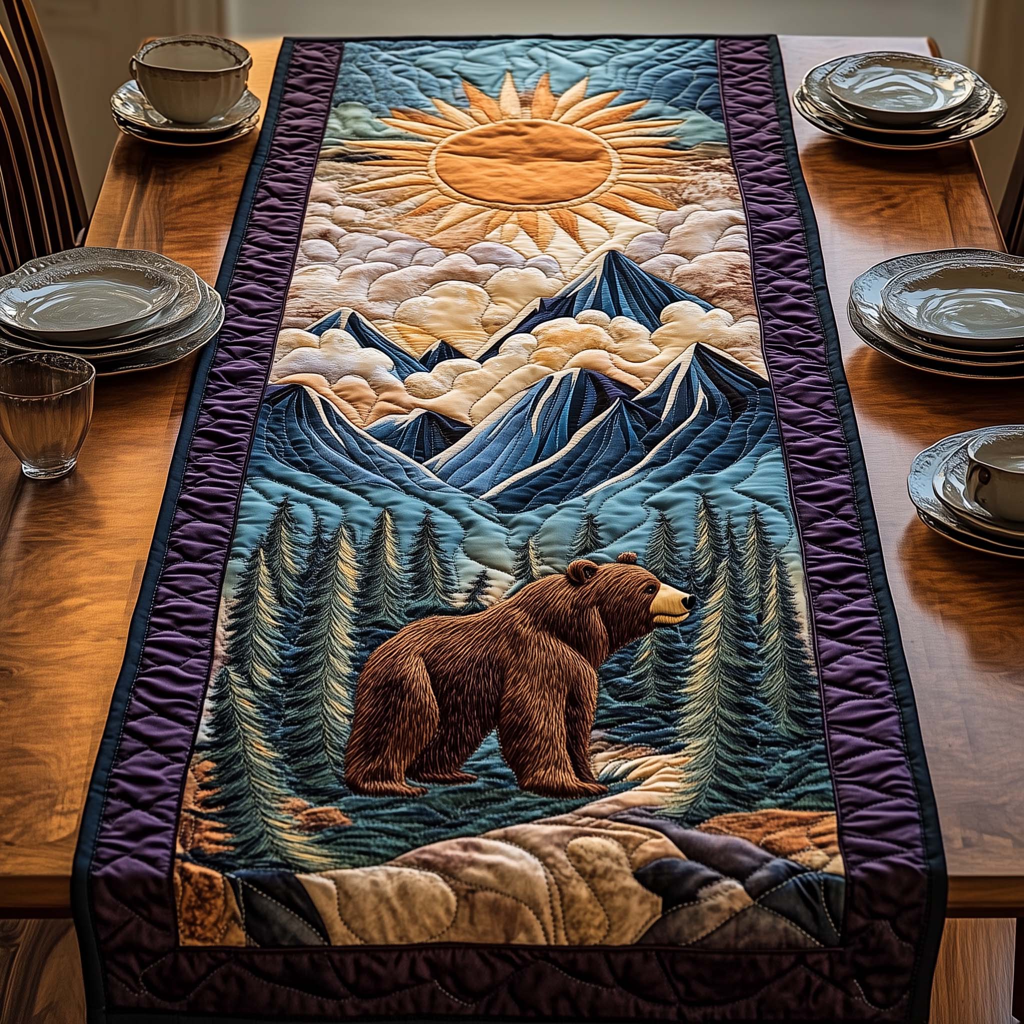 Mountain Sentinel Quilted Table Runner, Easter Table Runner, Spring Table Runner, Mother's Day Gifts