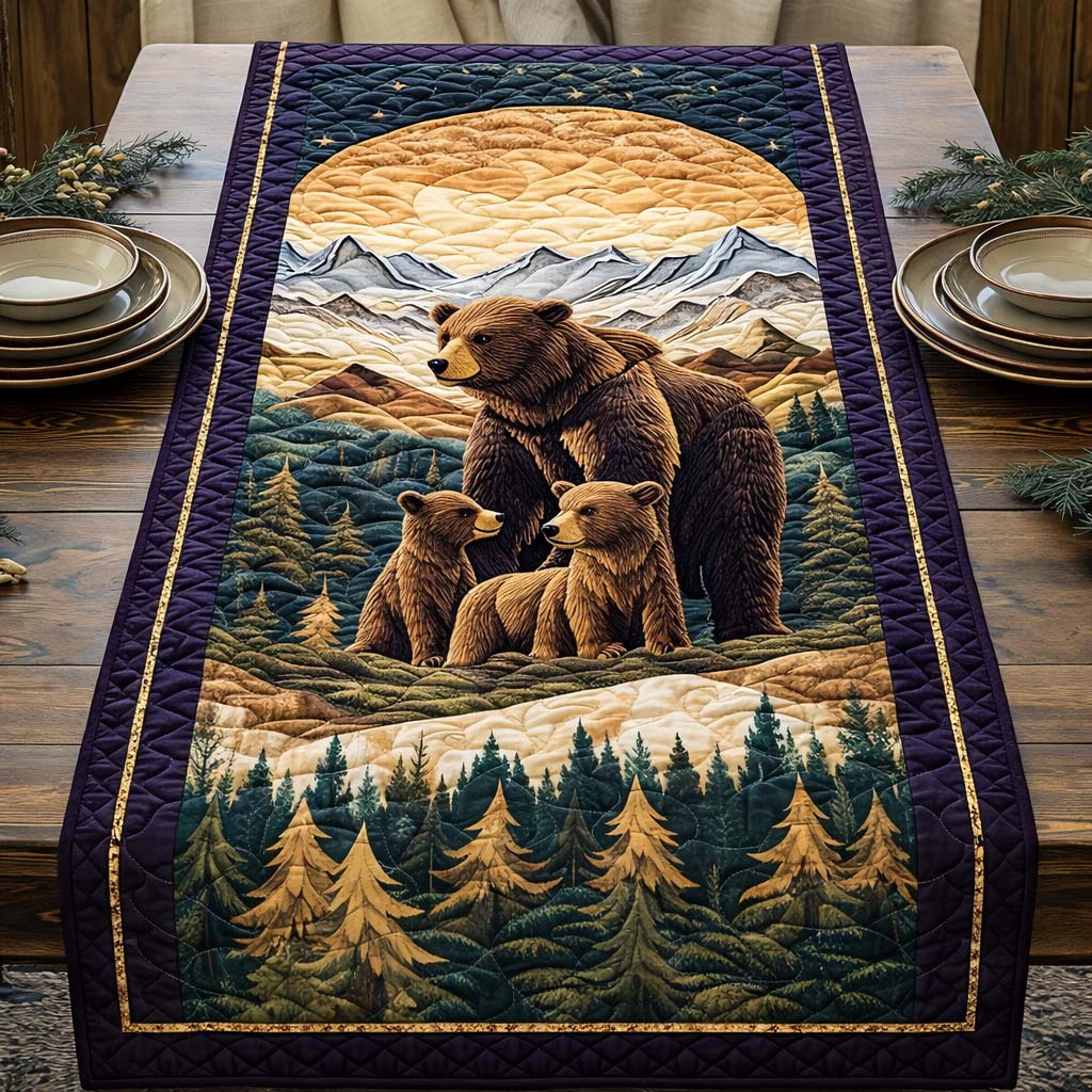 Woodland Family Quilted Table Runner, Easter Table Runner, Spring Table Runner, Mother's Day Gifts