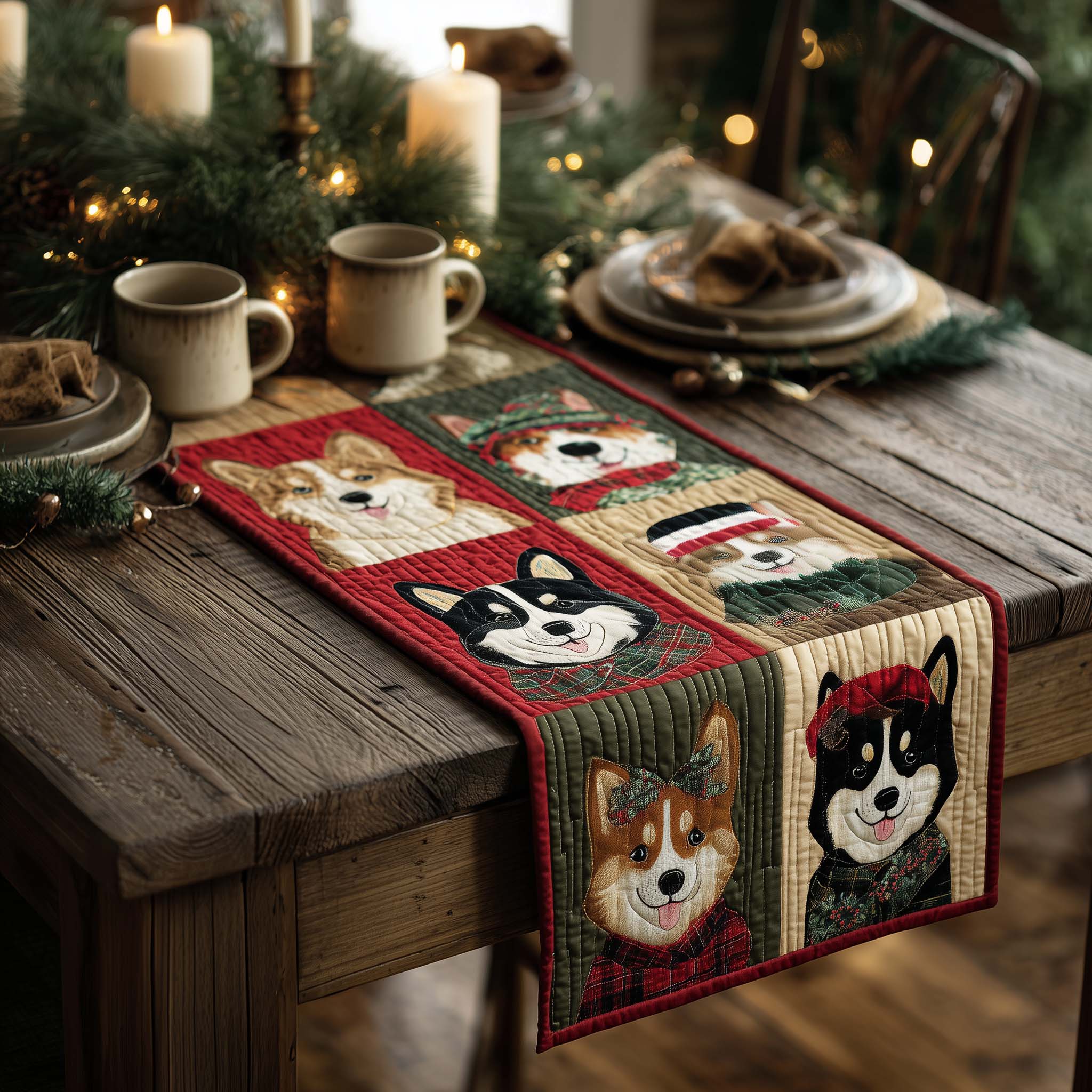 Holly Husky Quilted Table Runner, Easter Table Runner, Spring Table Runner, Mother's Day Gifts