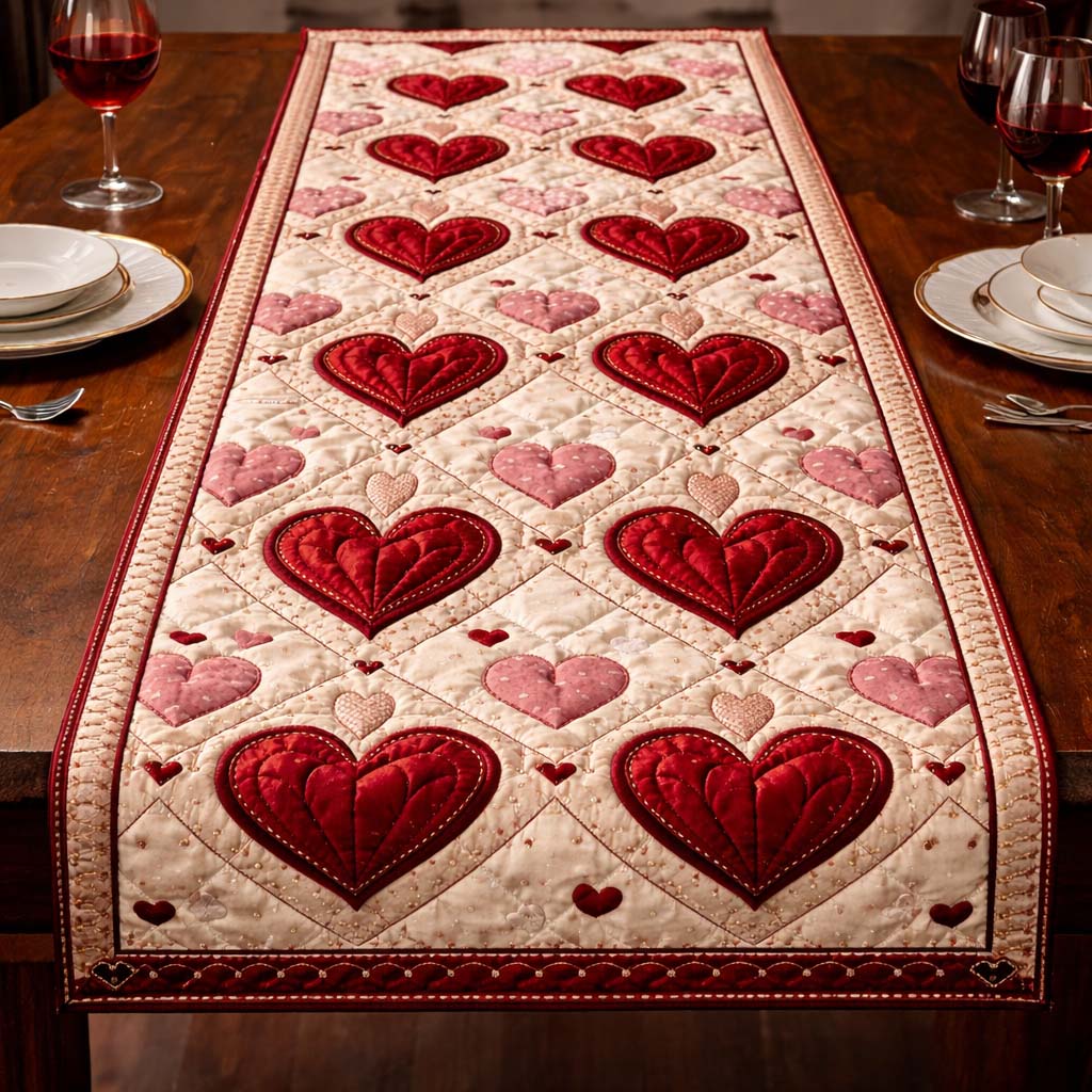 Love Energy Quilted Table Runner, Easter Table Runner, Spring Table Runner, Mother's Day Gifts