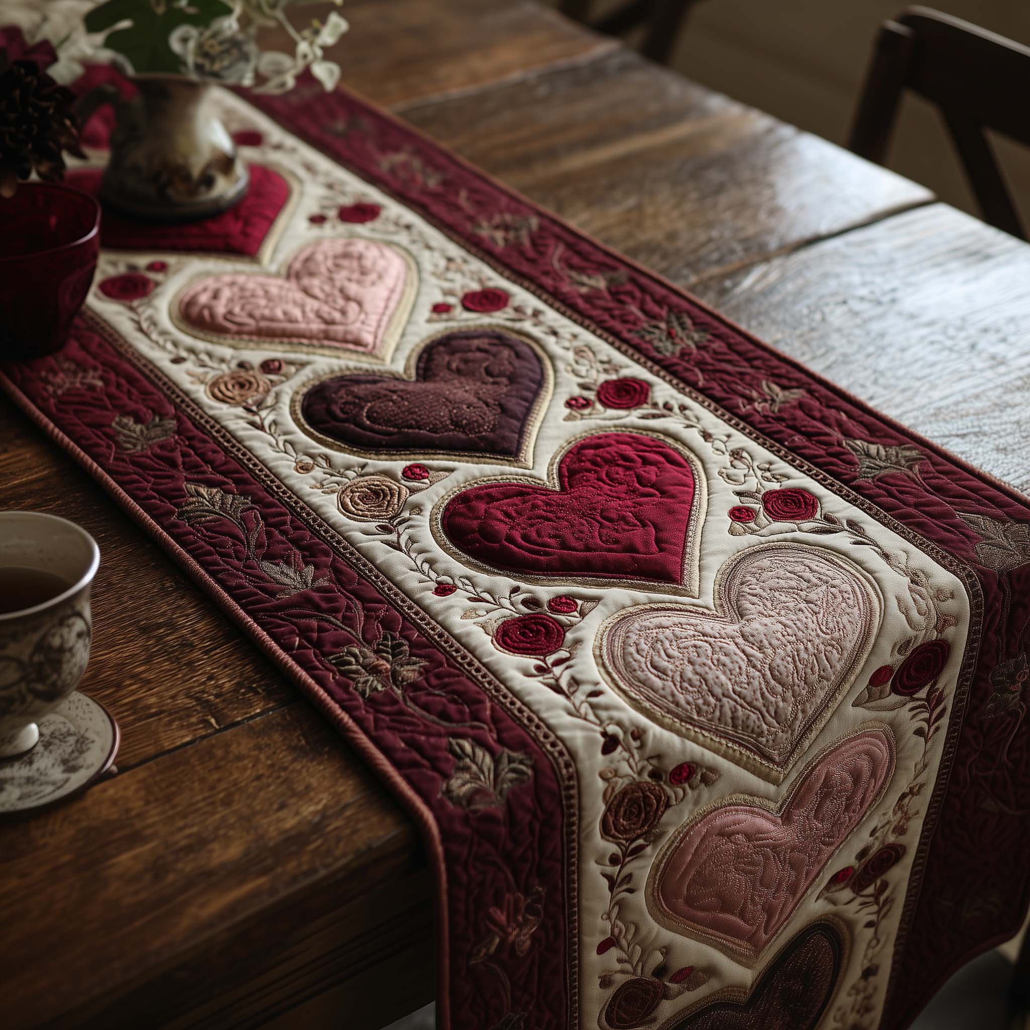 Love Symphony Quilted Table Runner, Easter Table Runner, Spring Table Runner, Mother's Day Gifts