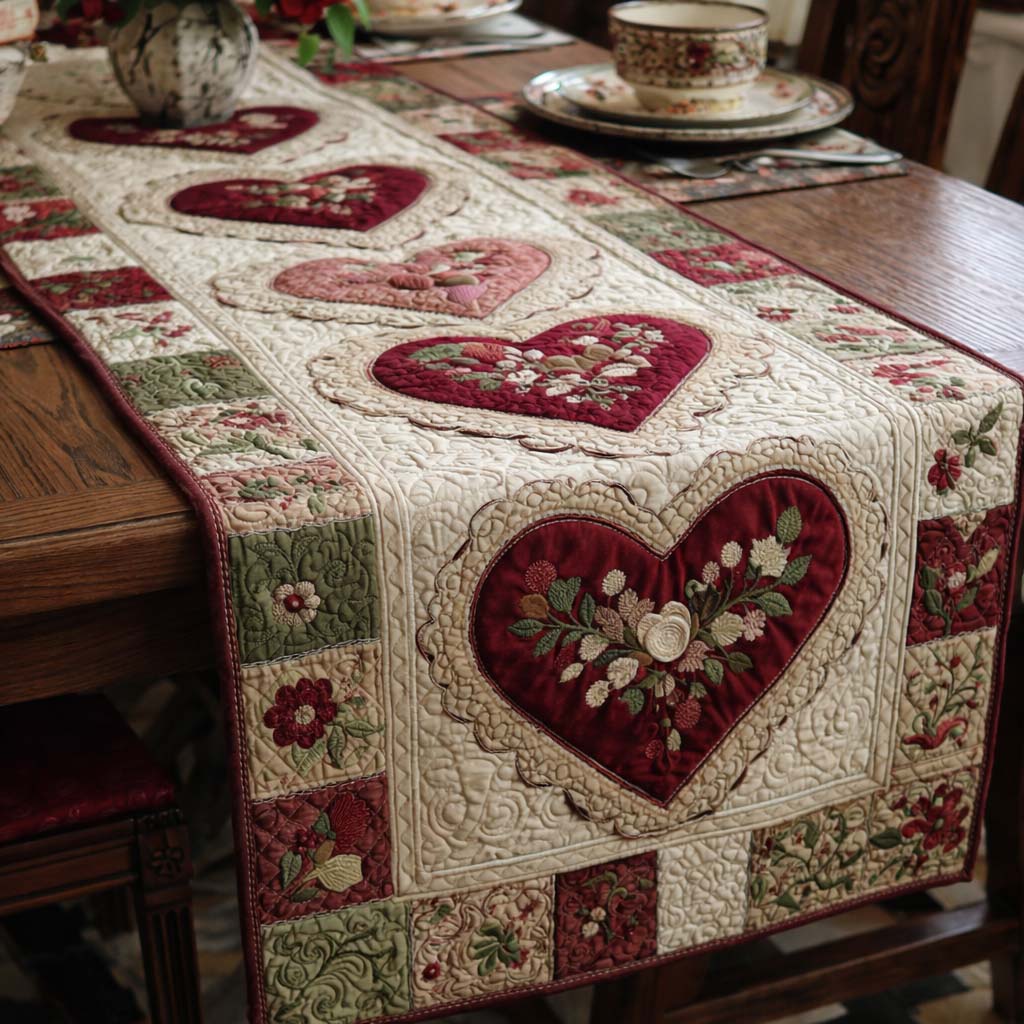 Vintage Love Quilted Table Runner, Easter Table Runner, Spring Table Runner, Mother's Day Gifts