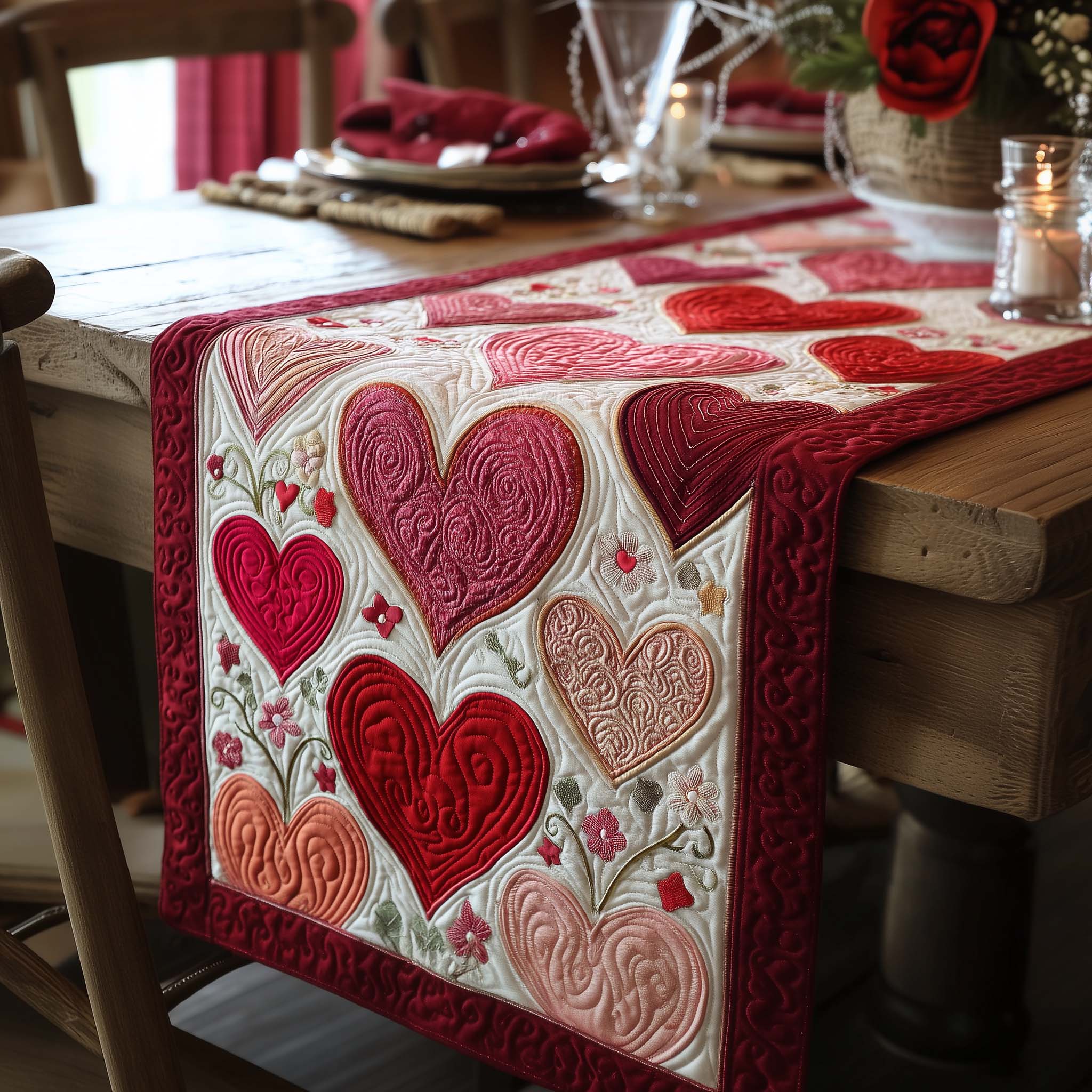 Candy Love Quilted Table Runner, Easter Table Runner, Spring Table Runner, Mother's Day Gifts