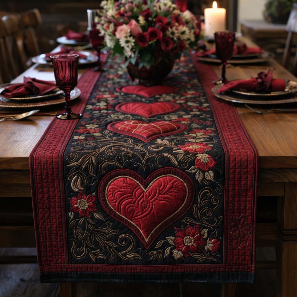 Ruby Heritage Quilted Table Runner, Easter Table Runner, Spring Table Runner, Mother's Day Gifts