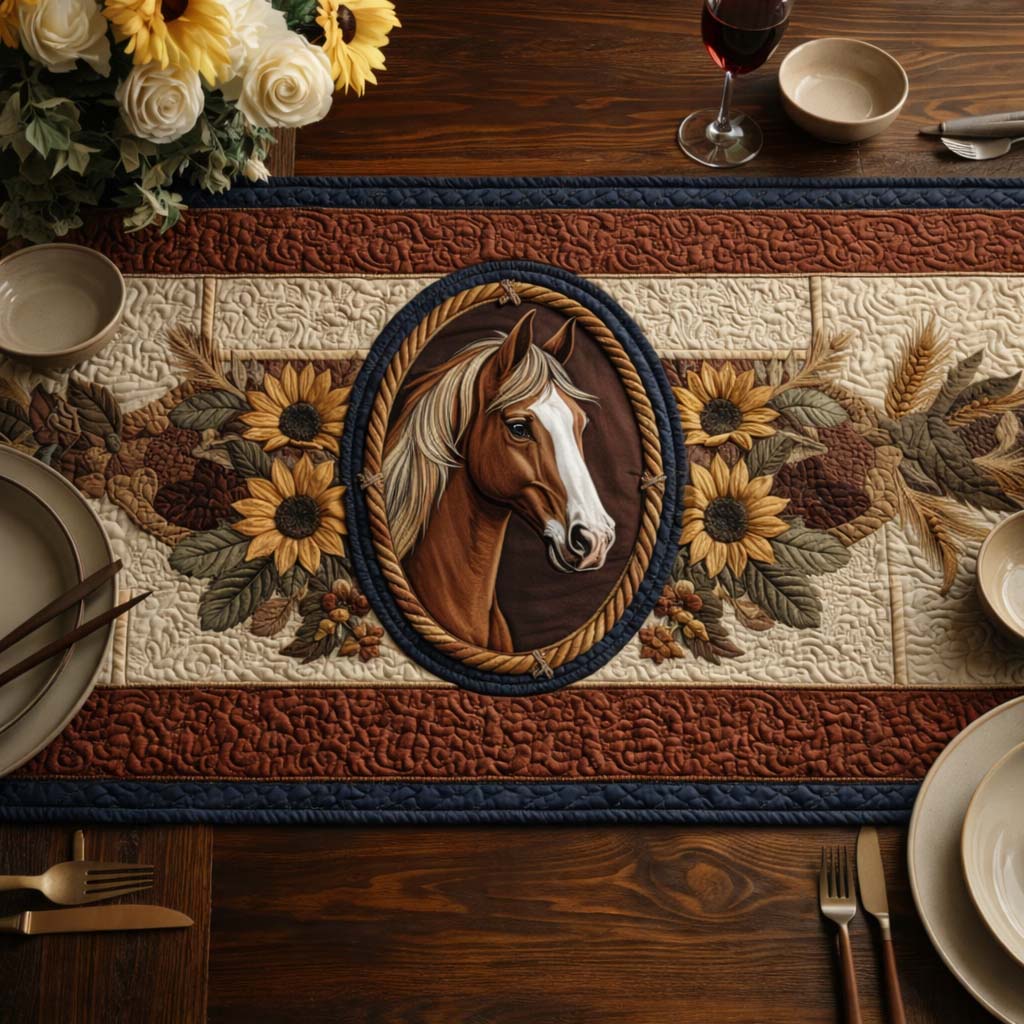 Prairie Horse Quilted Table Runner, Easter Table Runner, Spring Table Runner, Mother's Day Gifts