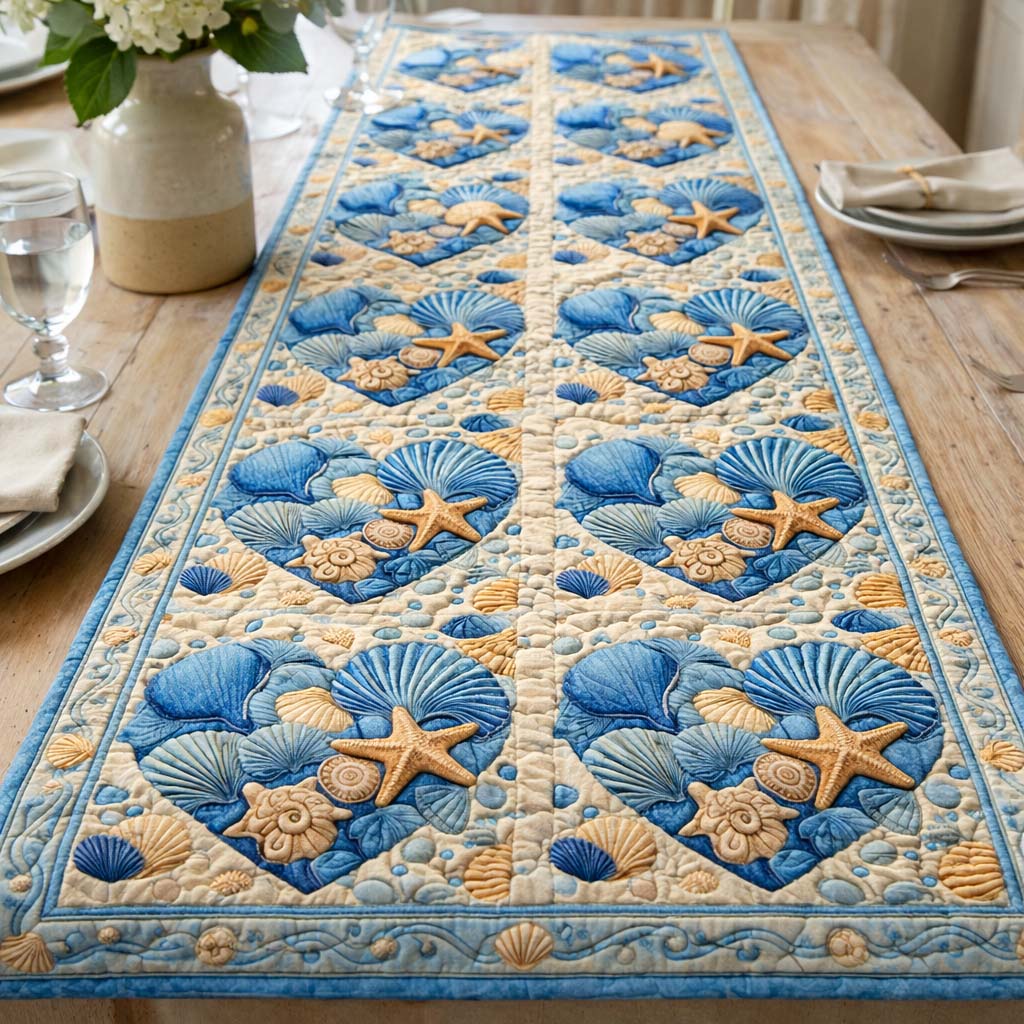 Ocean Serenity Quilted Table Runner, Easter Table Runner, Spring Table Runner, Mother's Day Gifts