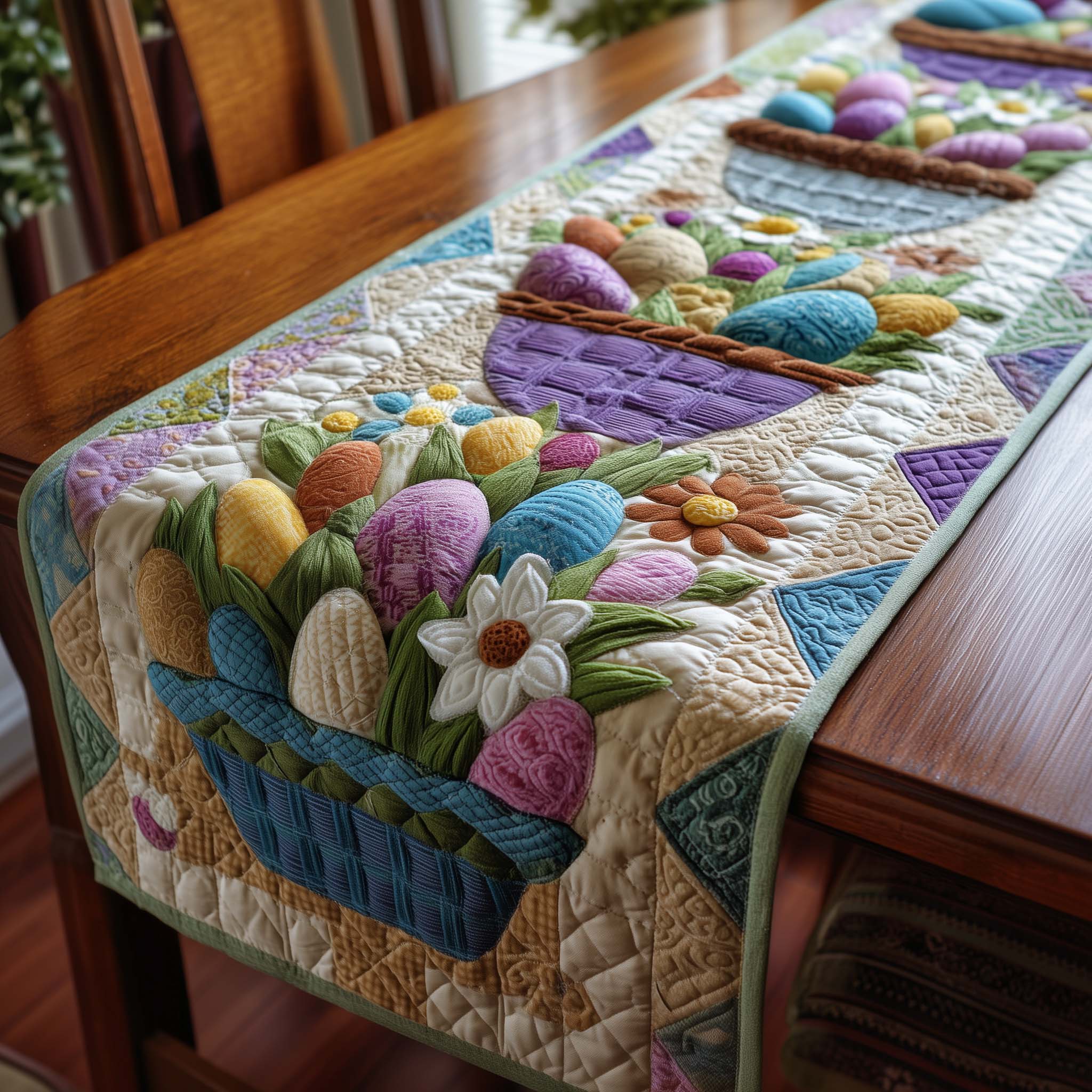 Happy Easter Quilted Table Runner, Easter Table Runner, Spring Table Runner, Mother's Day Gifts