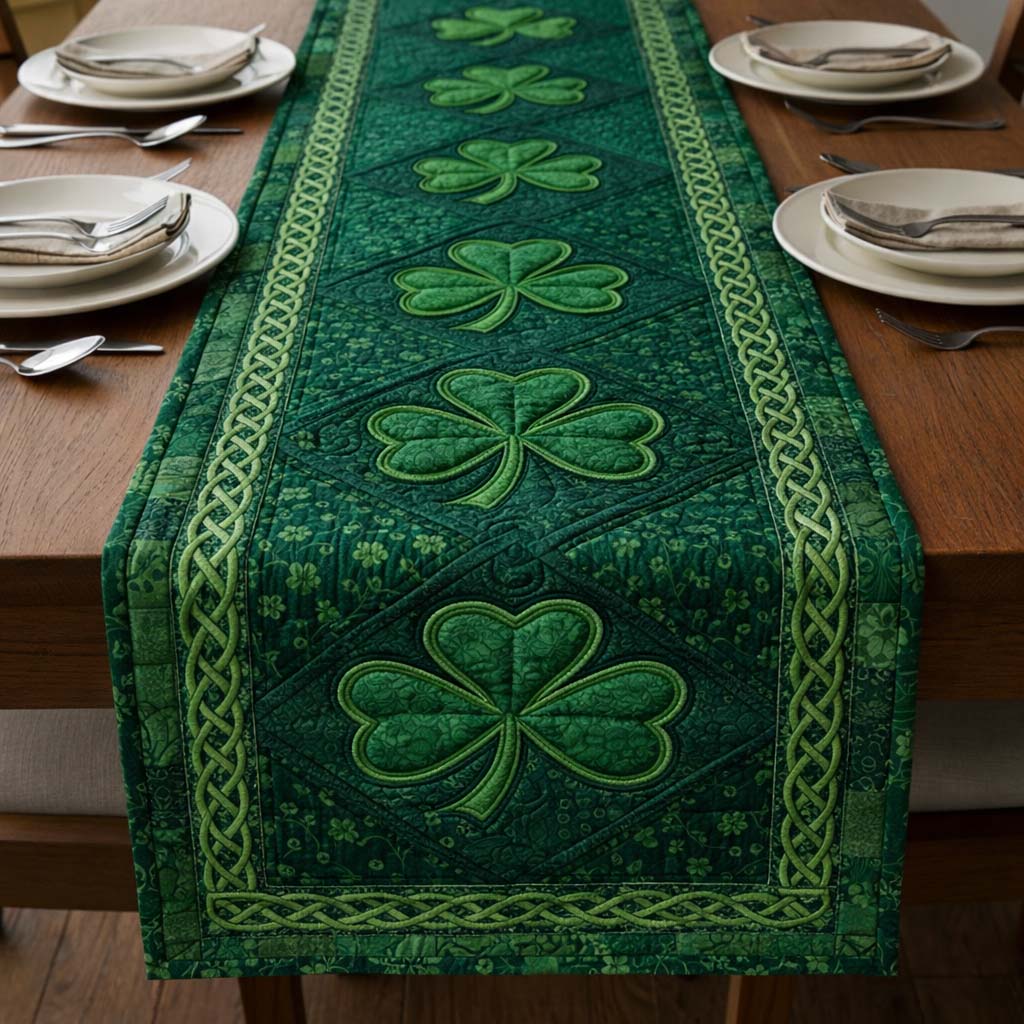 Emerald Fortune Quilted Table Runner, Easter Table Runner, Spring Table Runner, Mother's Day Gifts