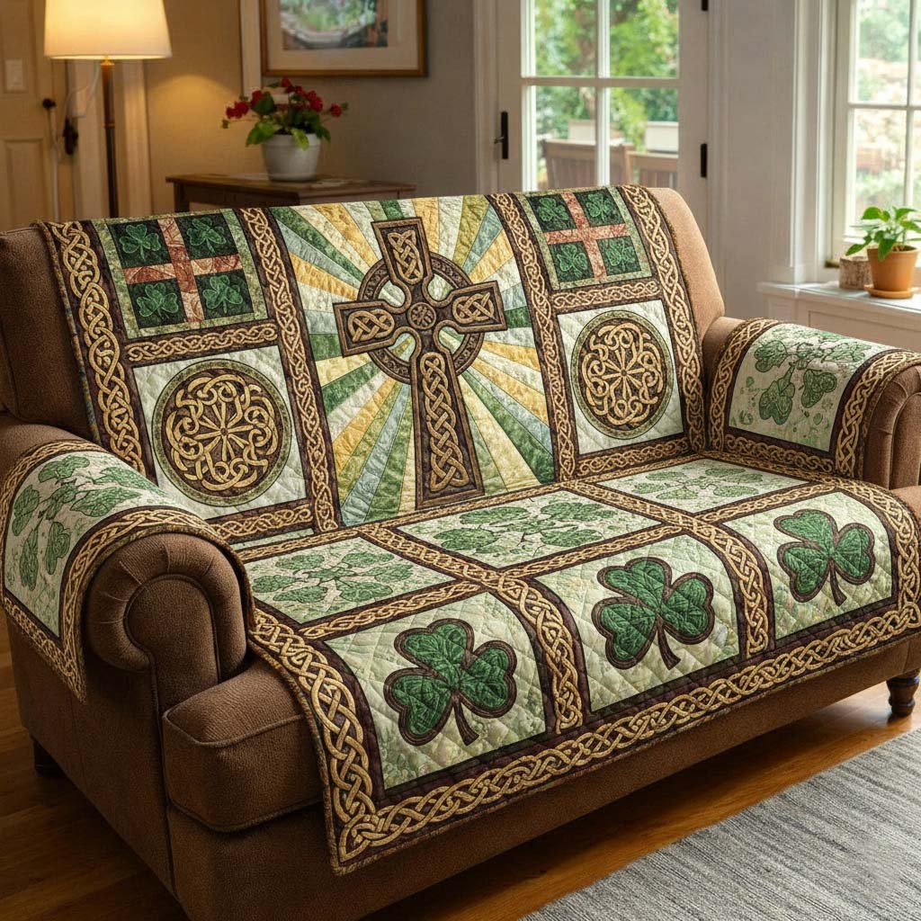 Irish Heritage Quilted Sofa Cover Fall Halloween Decor For Sofa Couch