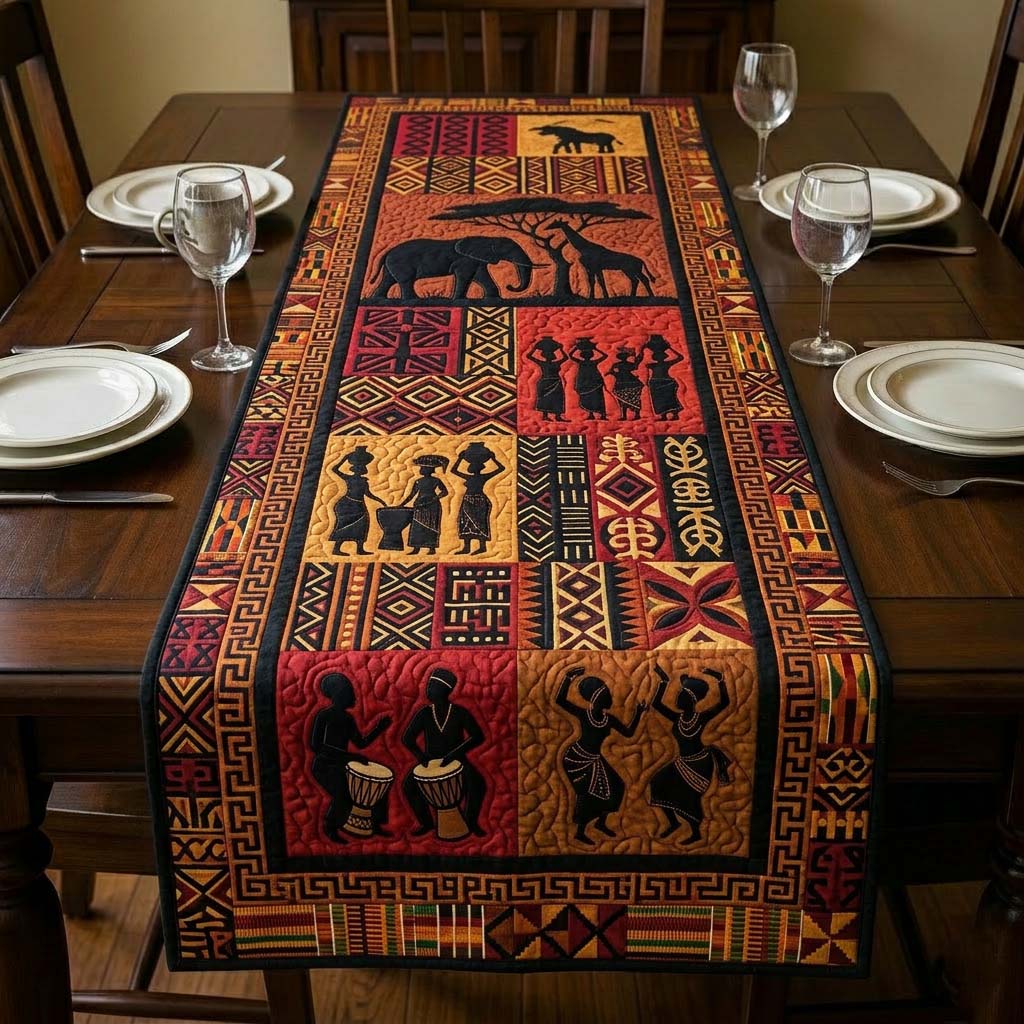 Tribal Harmony Quilted Table Runner, Easter Table Runner, Spring Table Runner, Mother's Day Gifts